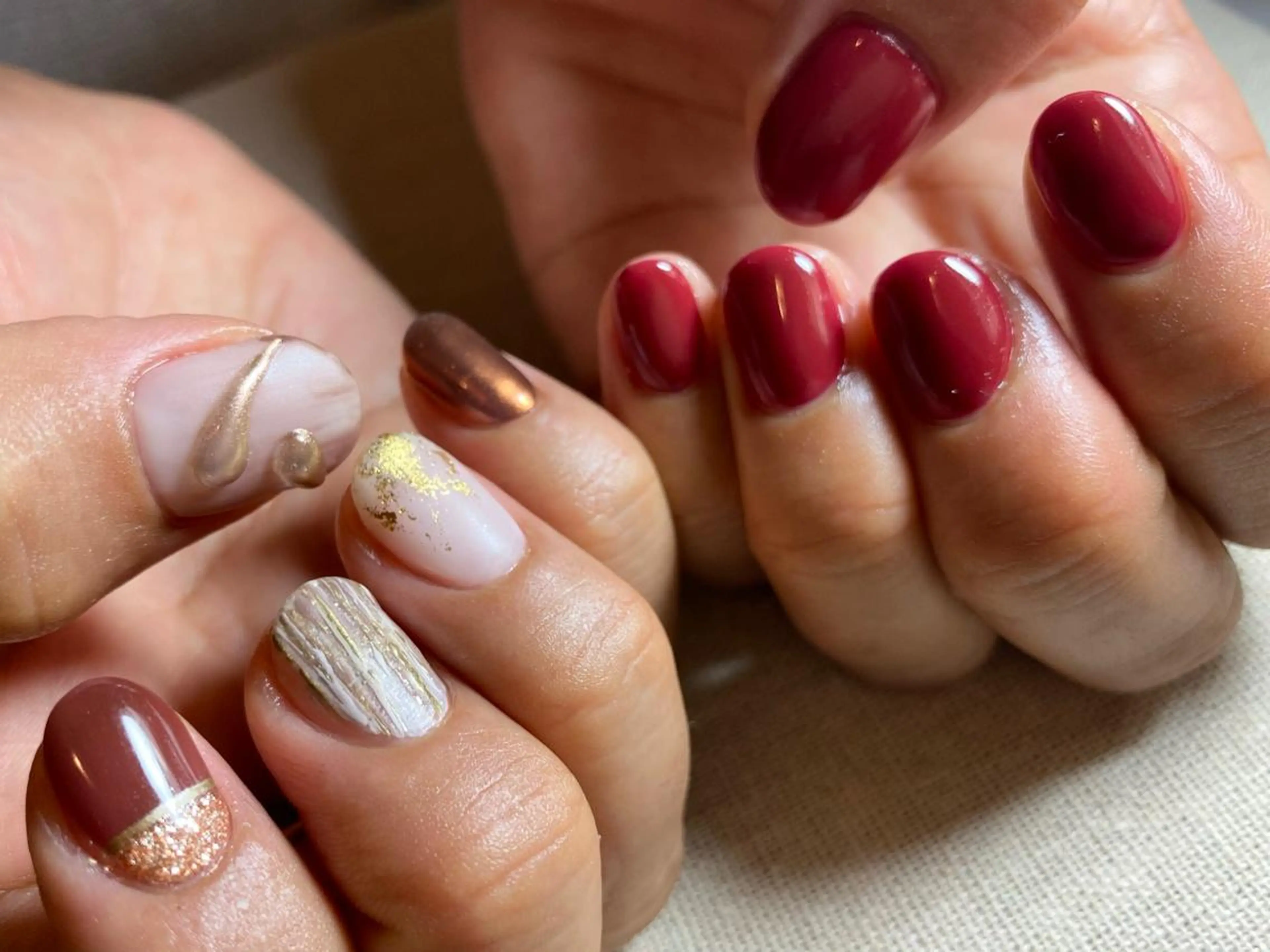 ネイル アートネイル フットネイル ジェルネイル ニュアンスネイル 赤色 山田 貴子のネイルデザイン