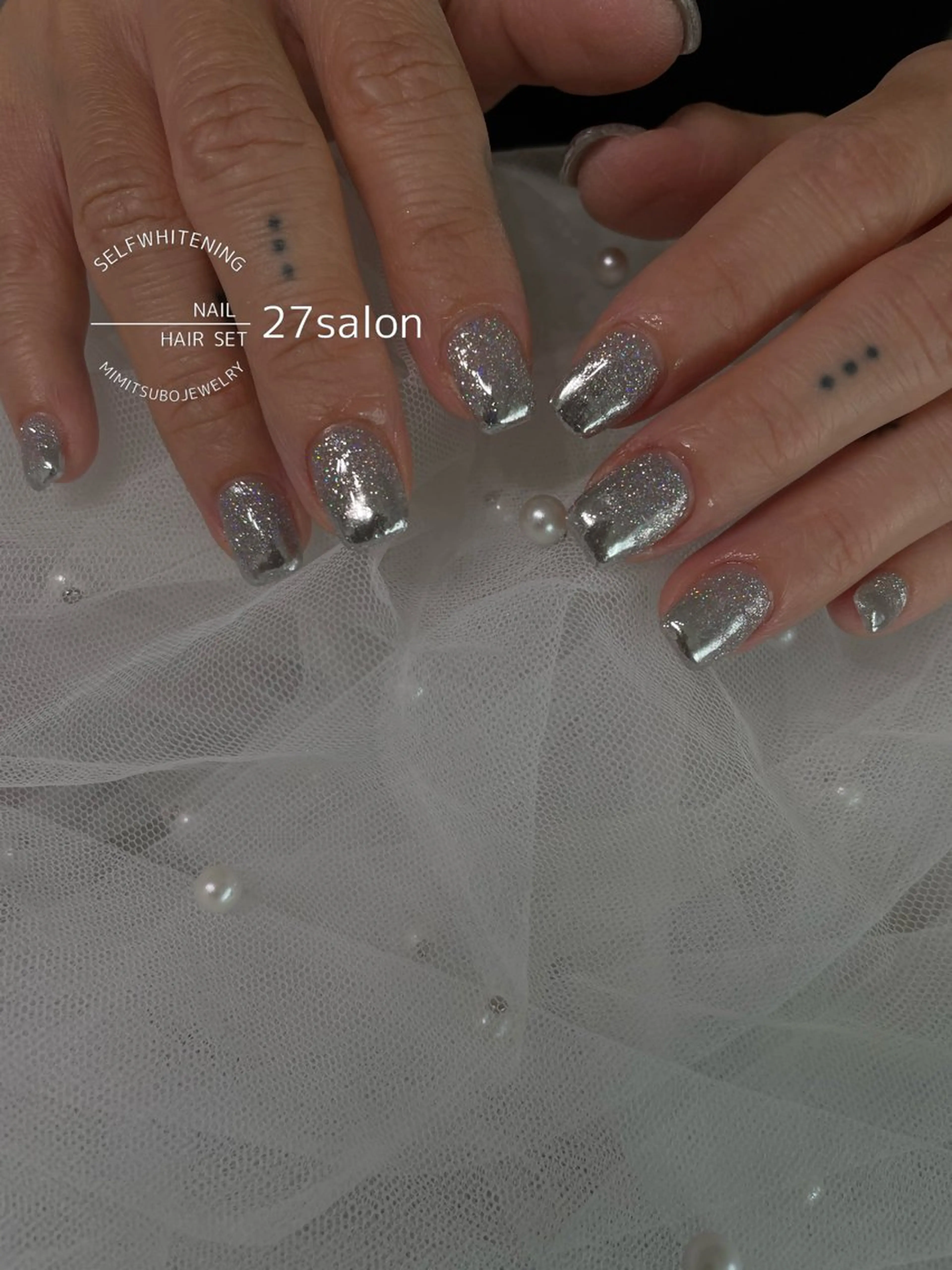 ネイル フラッシュネイル グラデーション ミラーネイル ハンドネイル 27salon yuinaのネイルデザイン