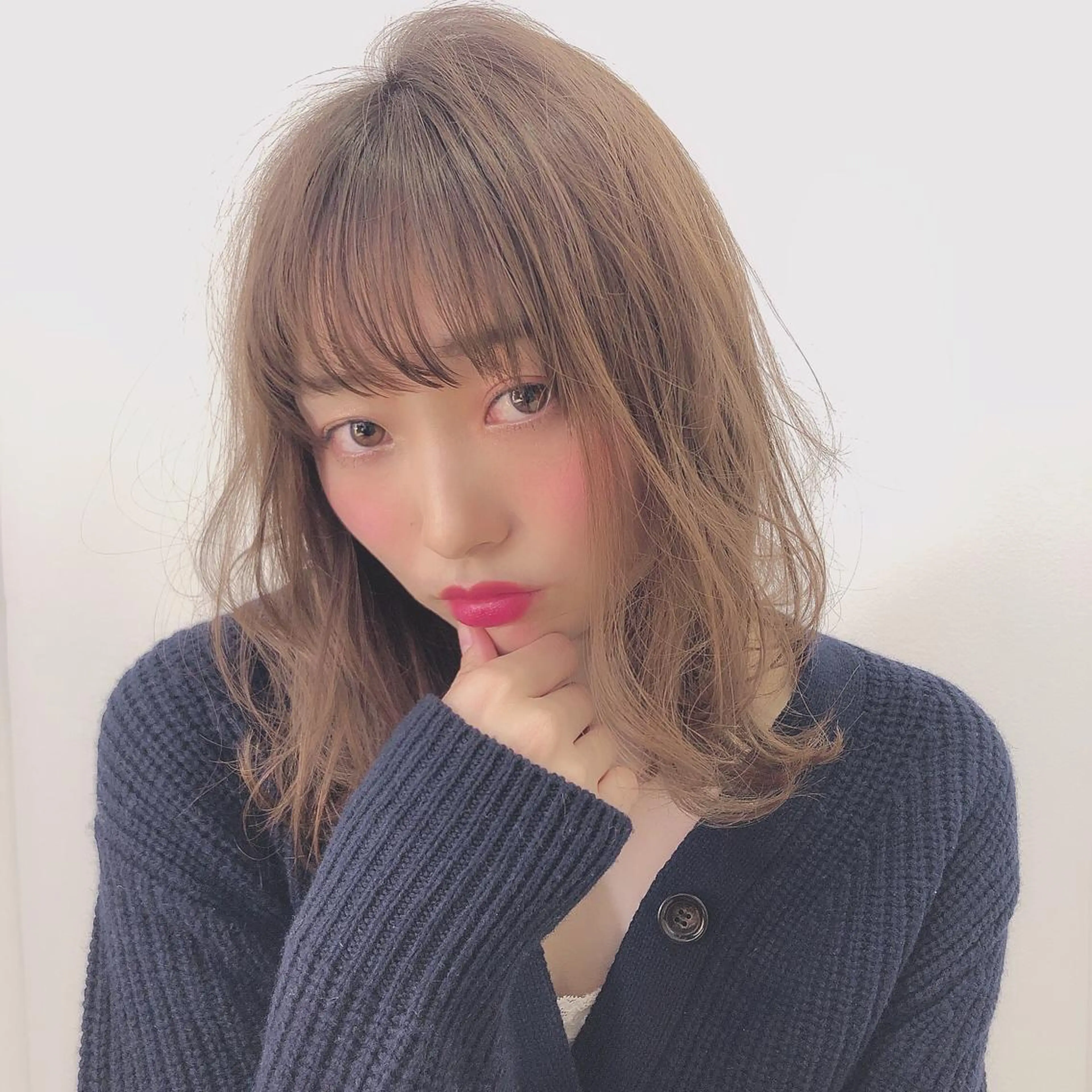 ミディアム カラー 店長/mao/ 前髪/顔周りカットのヘアスタイル