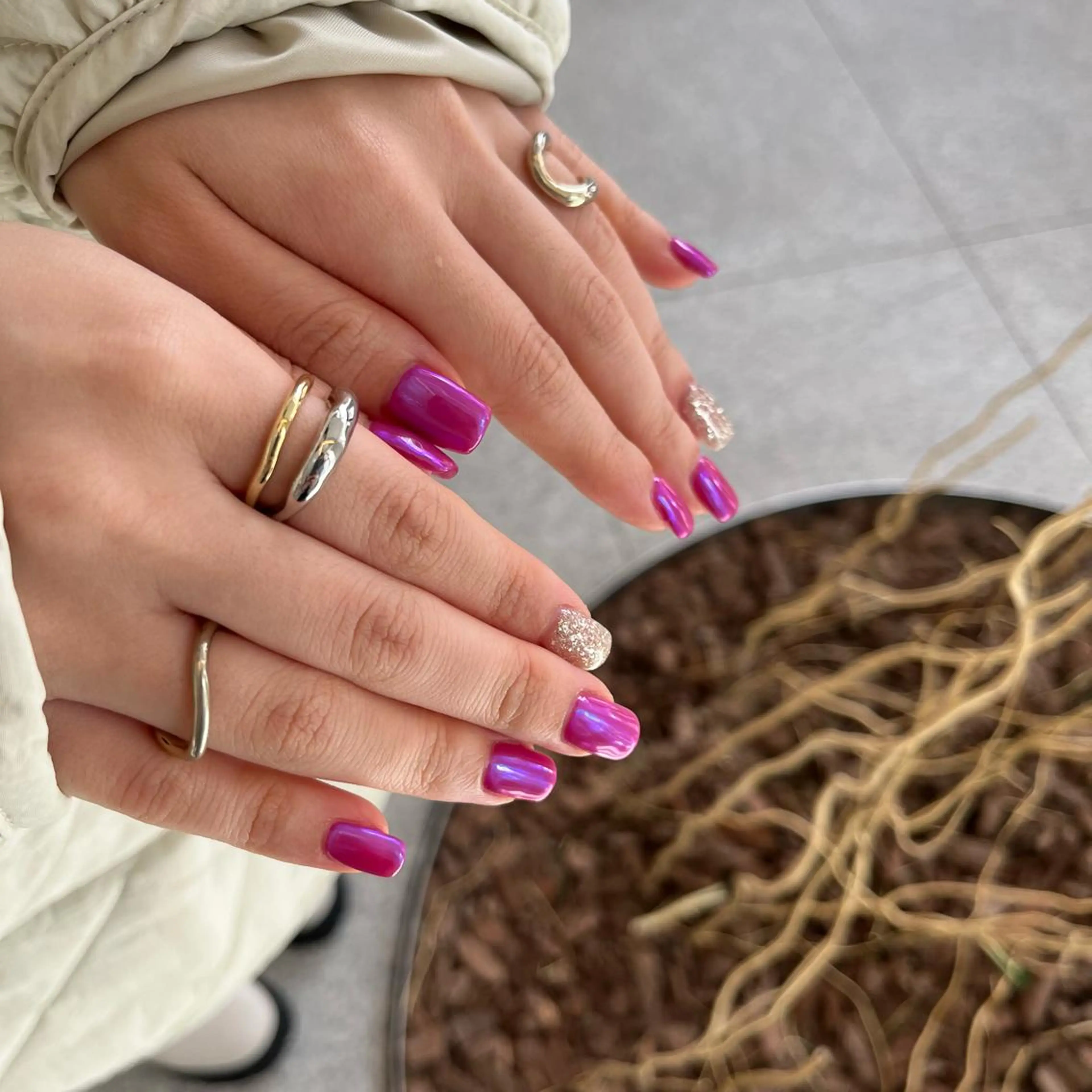 ネイル ブルー ピンク ハンドネイル 関谷 真登佳のネイルデザイン