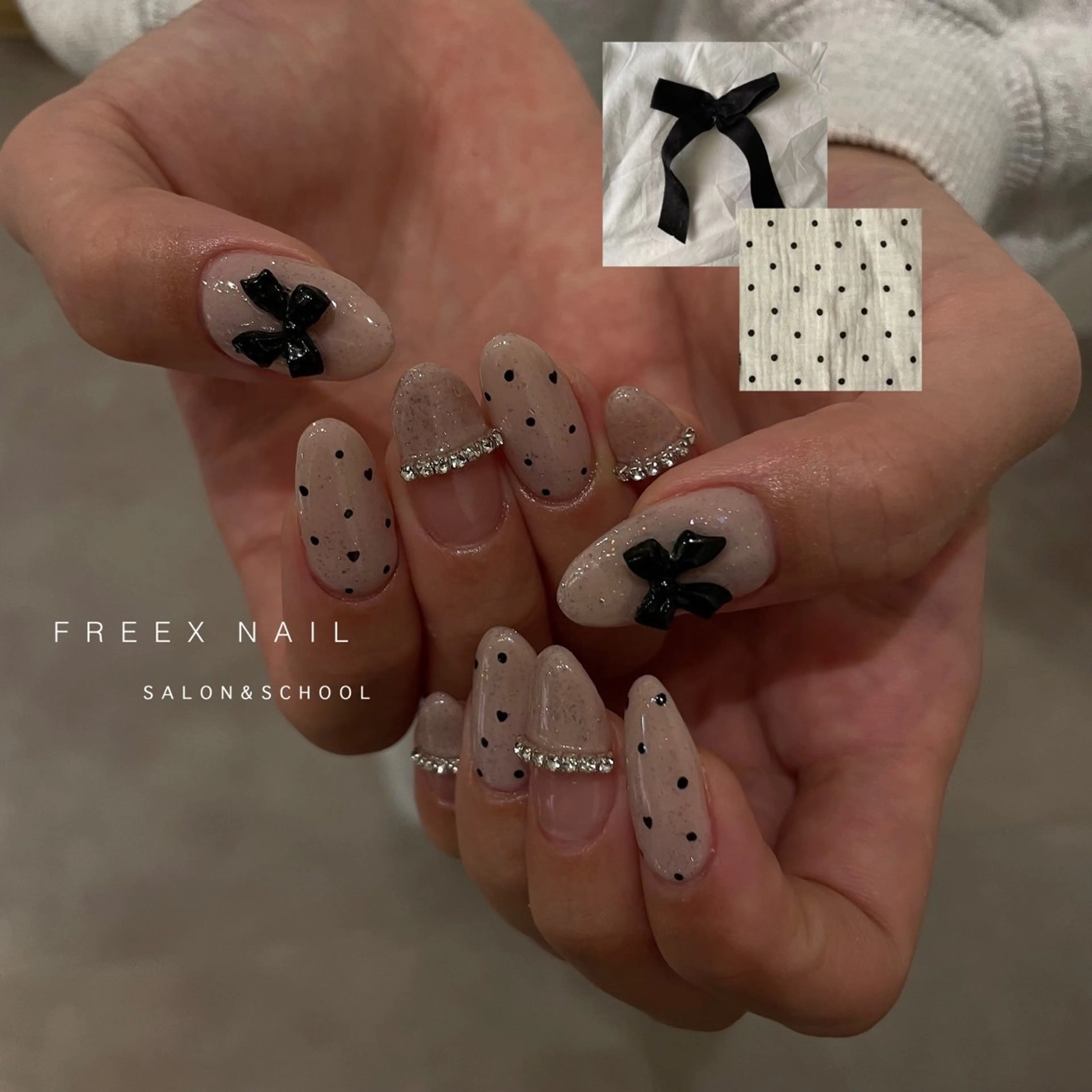ネイル ガーリー リボン ハンドネイル Freex nail所属・freex nail /ニュアンス/個性派のネイルデザイン