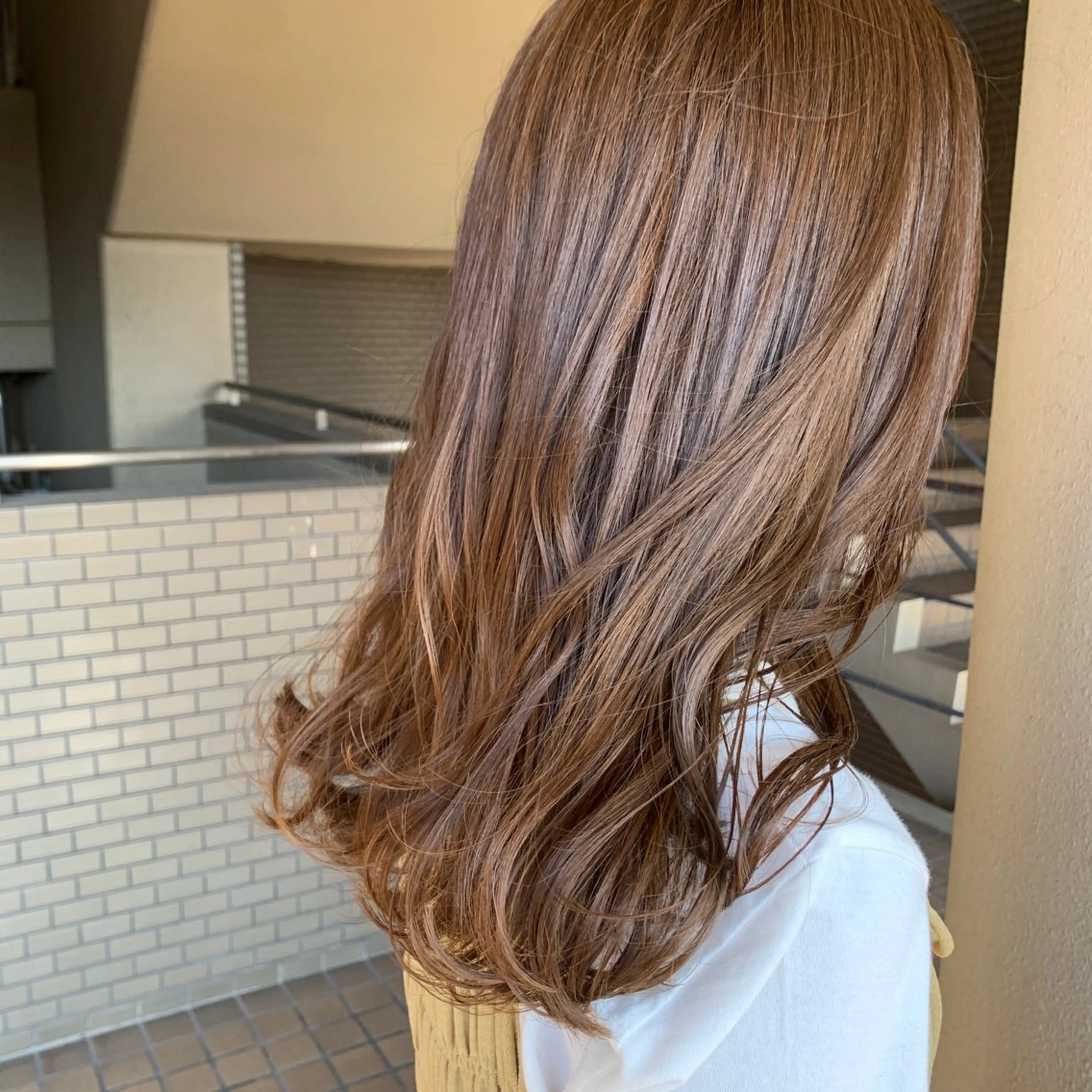 ミディアム カラー ベージュカラー オレンジ カット ヘアカラー トリートメント regalo Acari🍎のヘアスタイル
