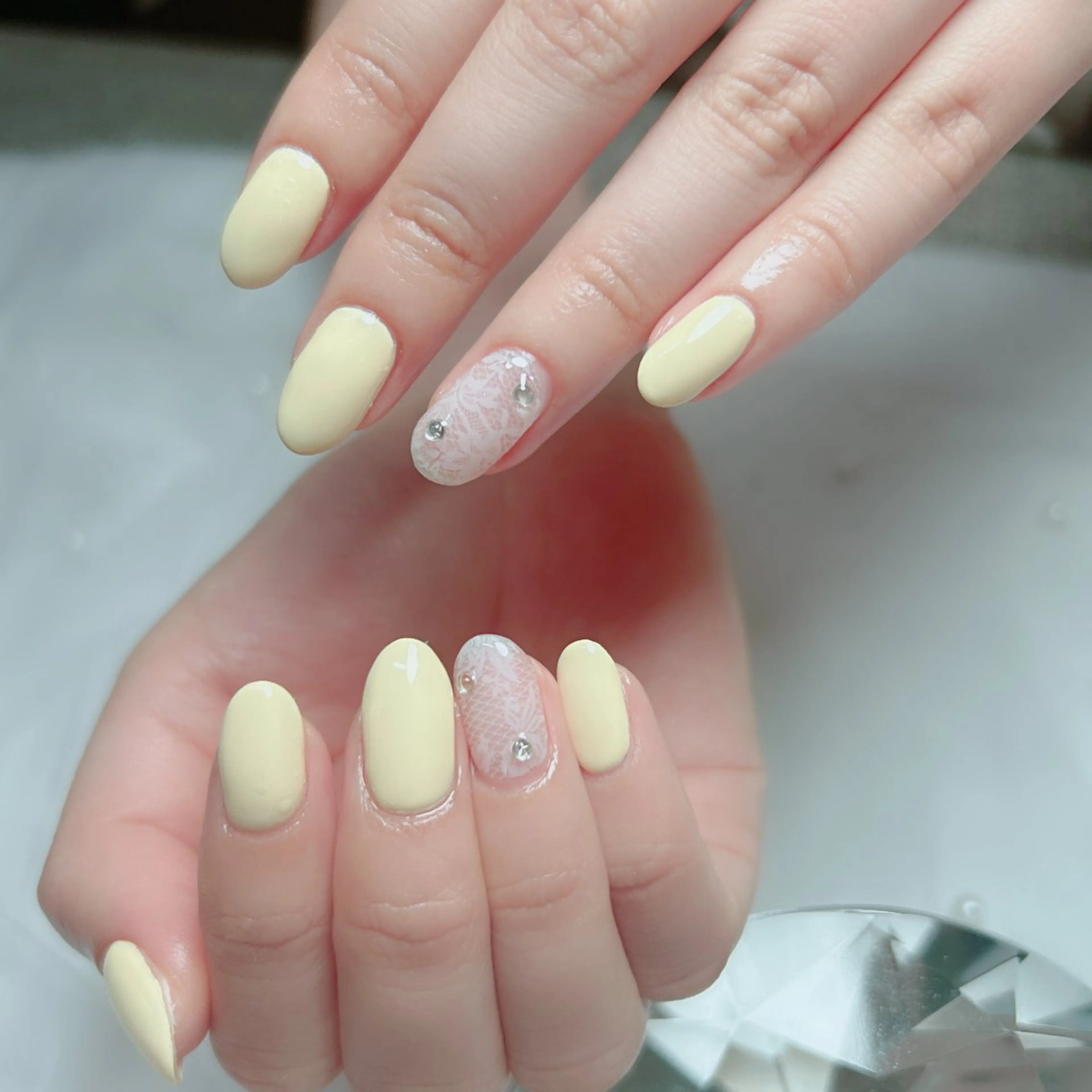 ネイル レース オフィスネイル パステルネイル 春ネイル 夏ネイル ハンドネイル Cute Tips nailのネイルデザイン