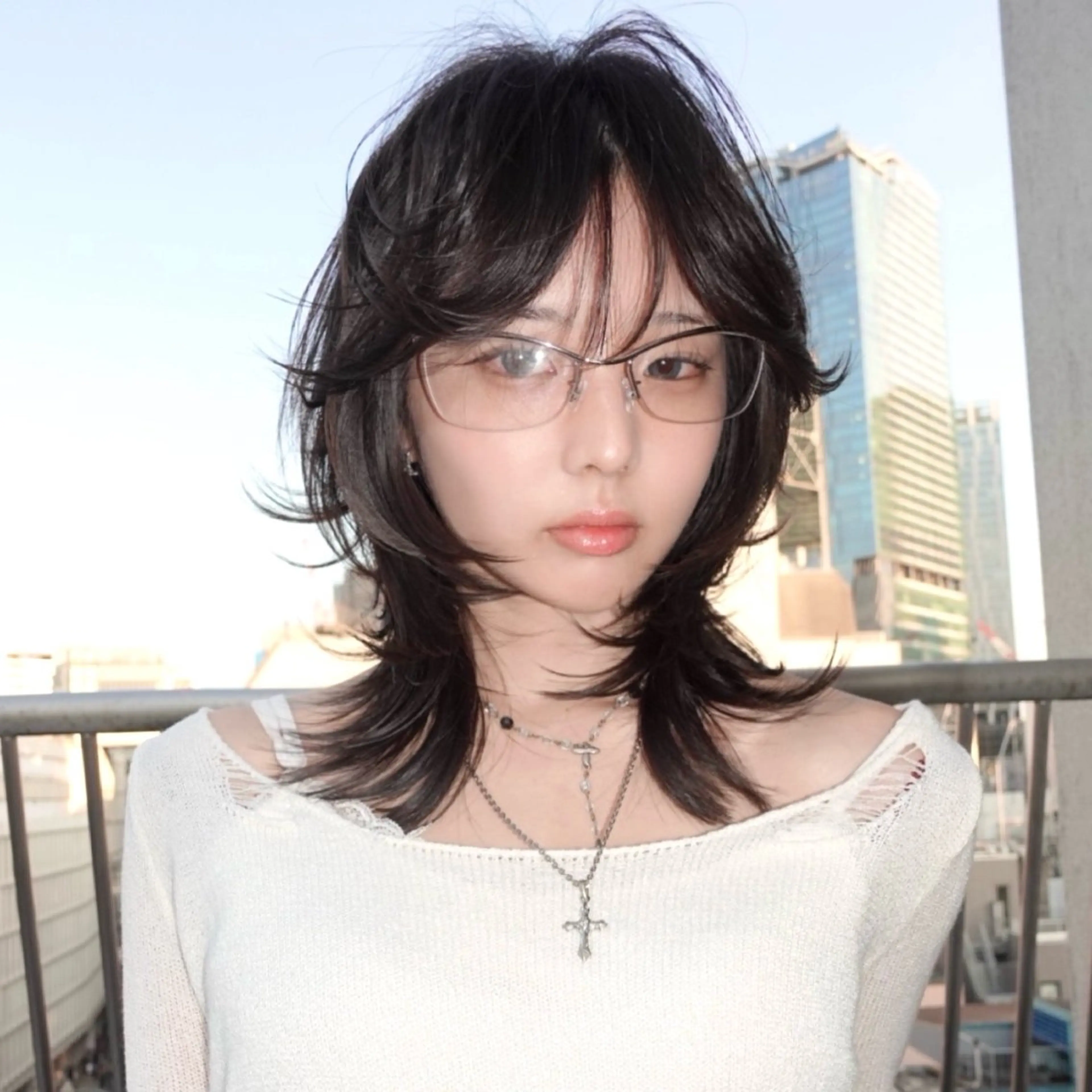 ミディアム カラー ボブレイヤー ボブ レイヤーカット 外ハネヘア レイヤーカット ボブ　渋谷のヘアスタイル