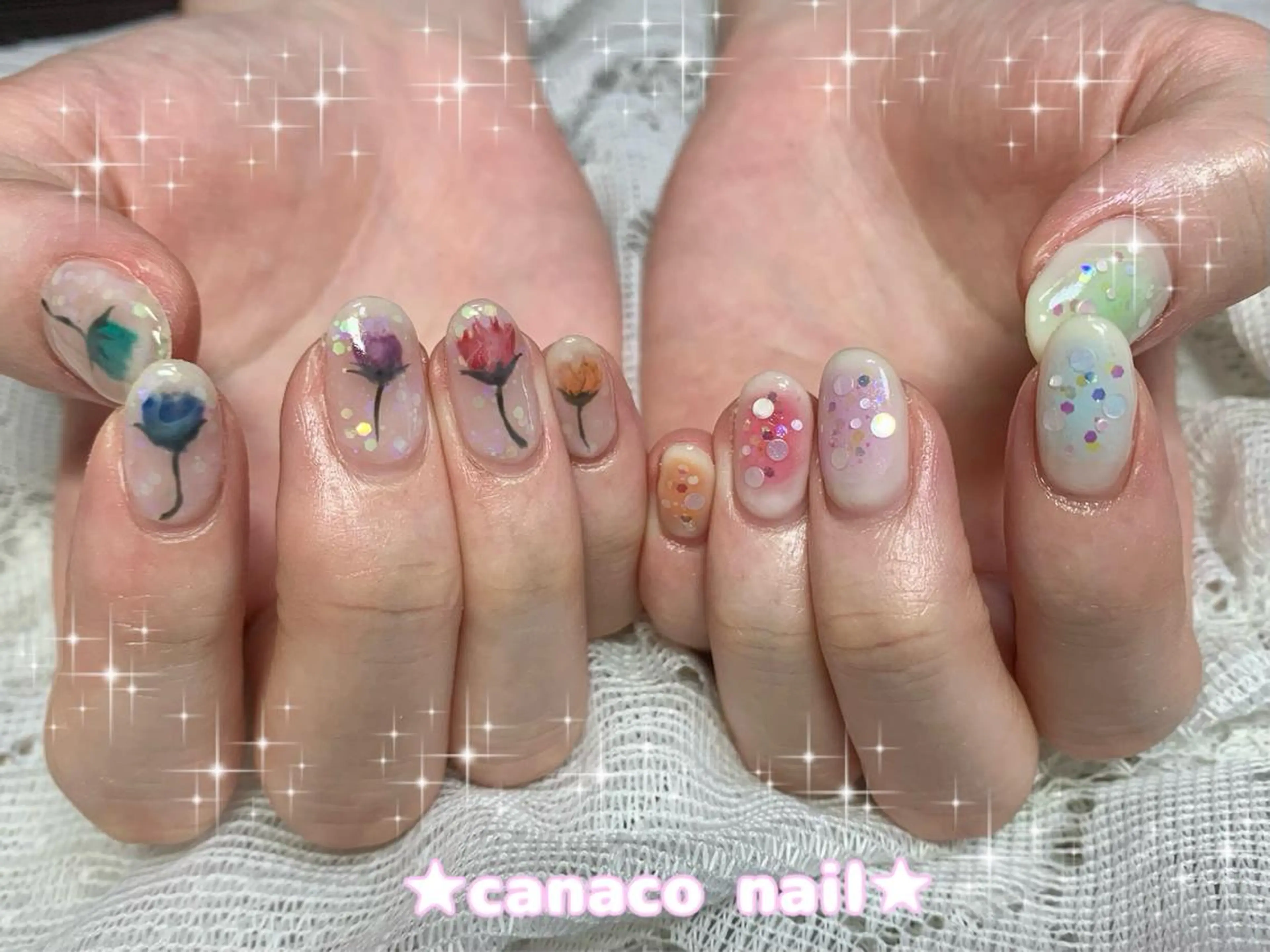 ネイル アートネイル チークネイル ジェルネイル パラジェル ストーンネイル ハンドネイル ハンドケア ベテランネイル cnc  nailのネイルデザイン