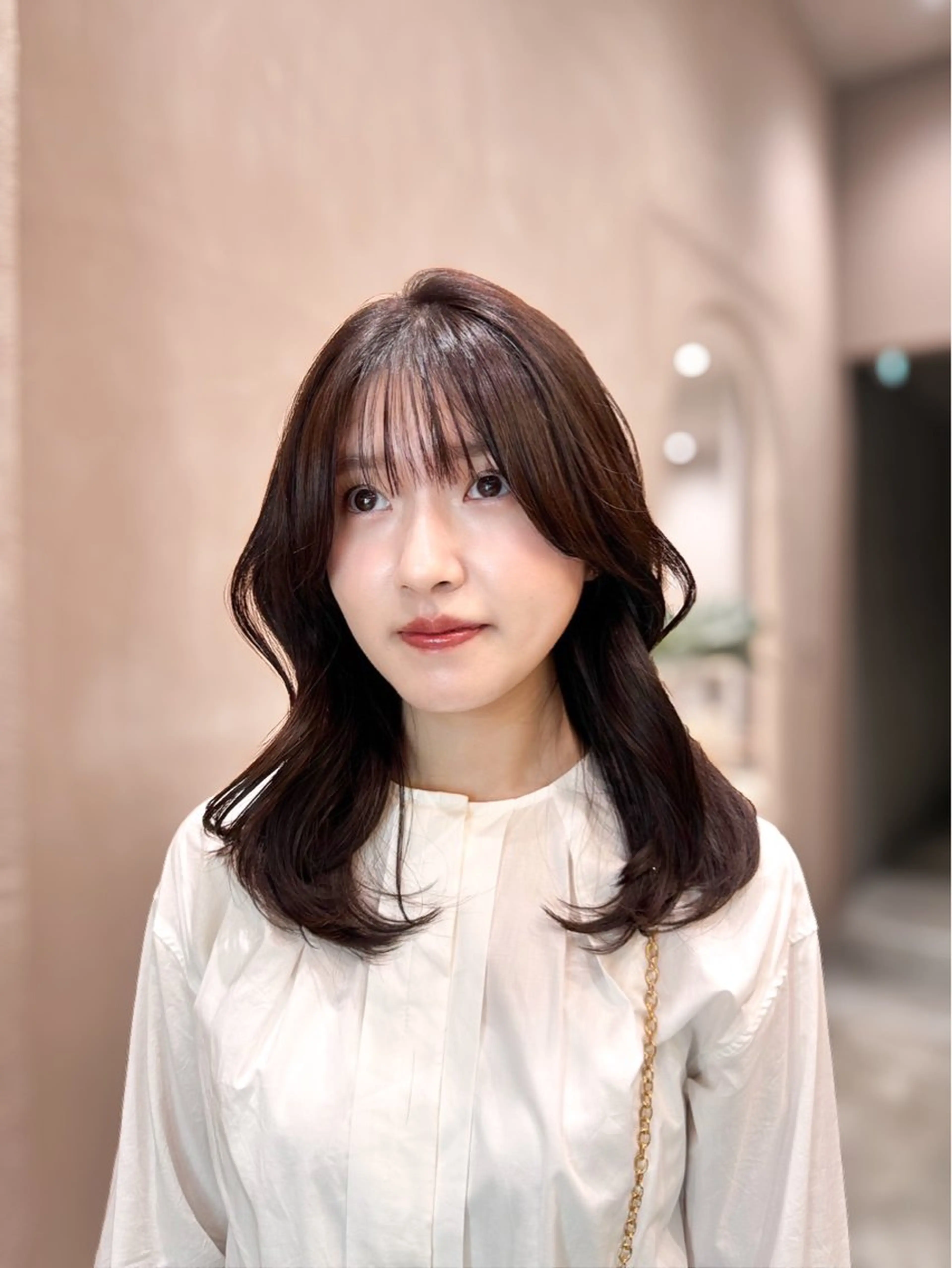 ミディアム カラー 髪質改善 縮毛矯正 トリートメント HINA🎀韓国ヘア エクステ/小顔カットのヘアスタイル
