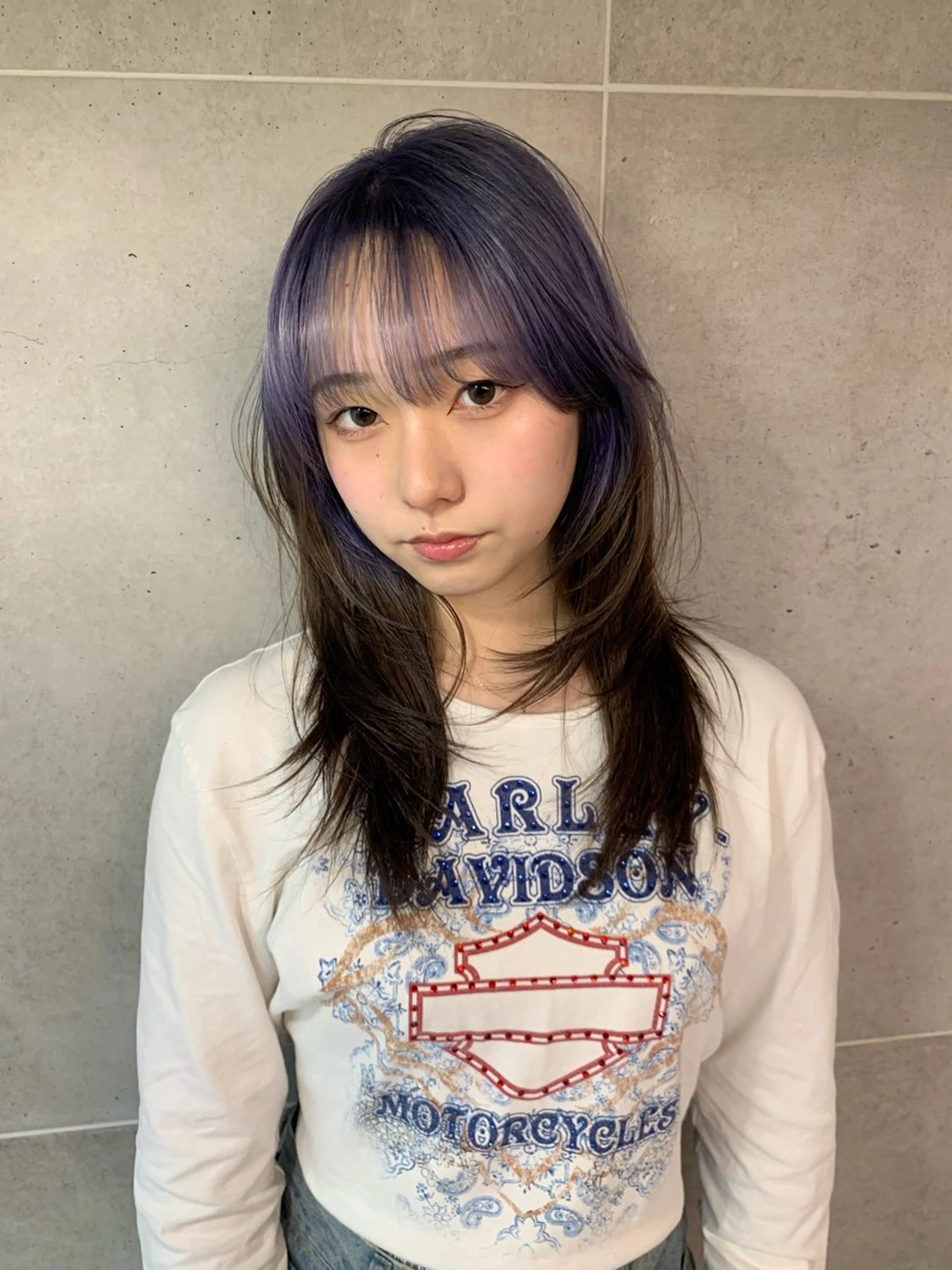 セミロング カラー ブリーチ 抜きっぱなしブロンド デザインカラー ヘアカラー トリートメント THE./ブリーチ 透感カラー/髪質改善のヘアスタイル
