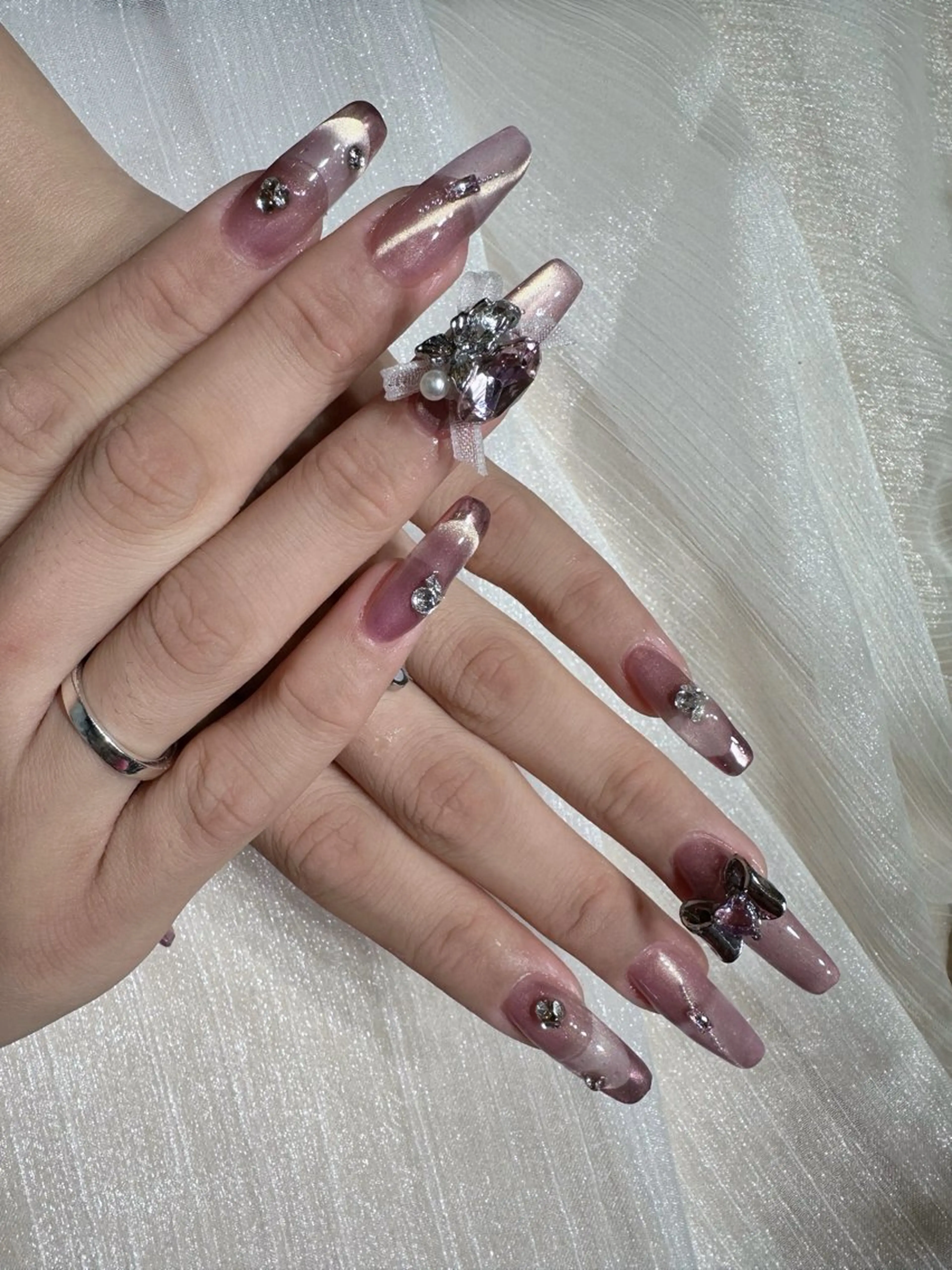 ネイル アートネイル フットネイル ジェルネイル ハート マグネットネイル babarla Nailのネイルデザイン