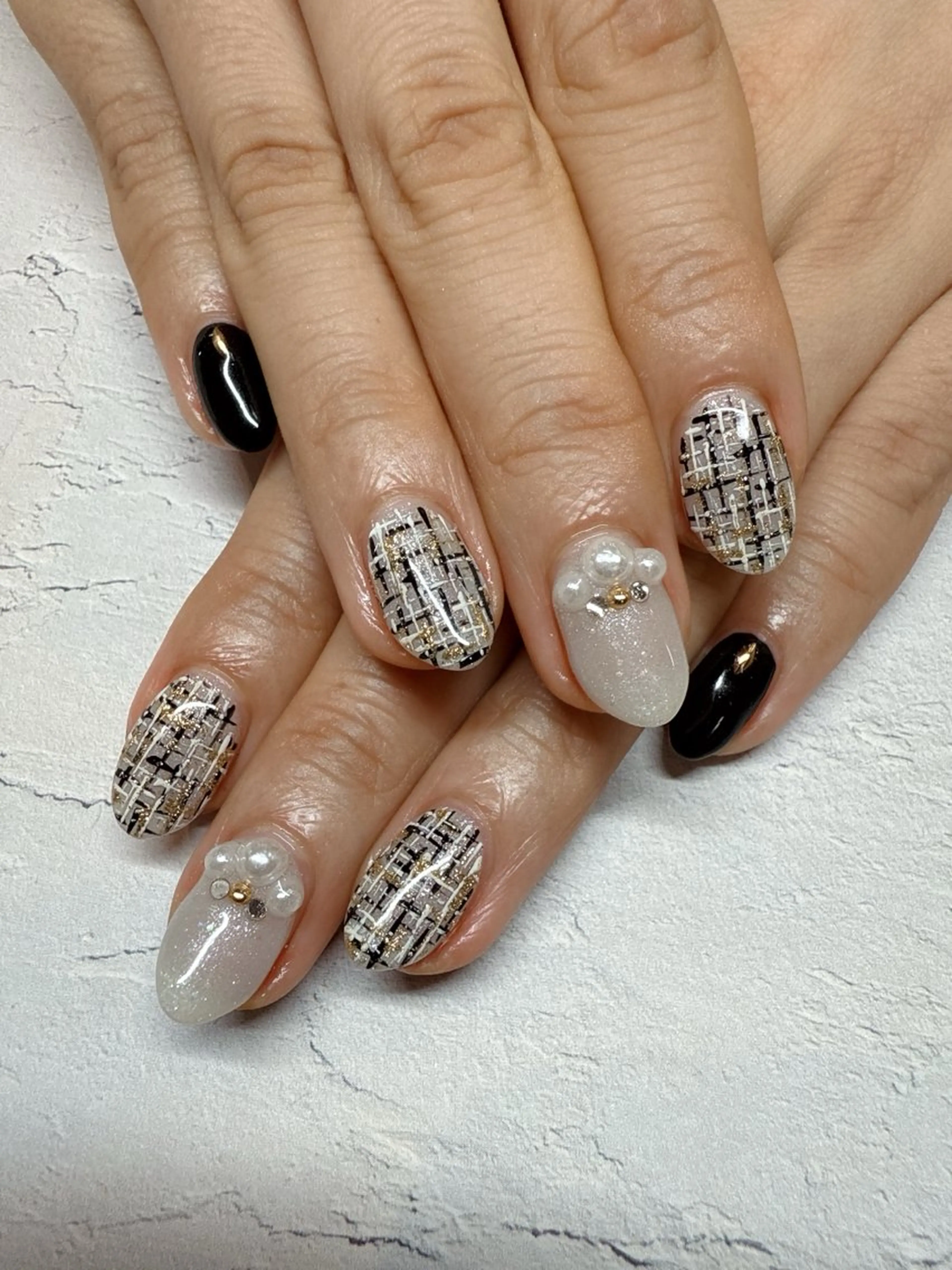 ネイル ツイードネイル ハンドネイル nailist SATO【銀座】のネイルデザイン