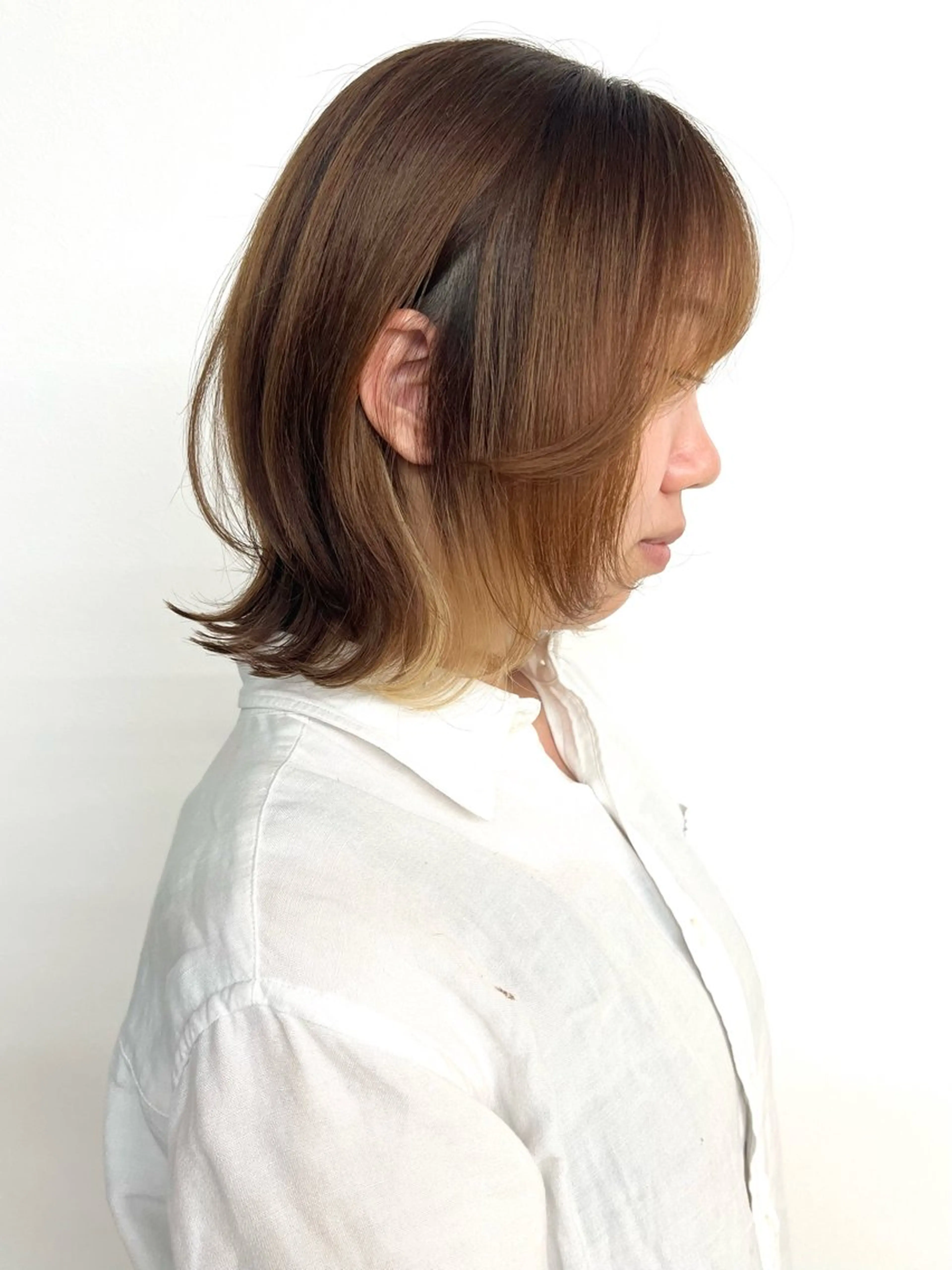 ミディアム ボブレイヤー ボブ くびれヘア レイヤーカット 會田 /レイヤーカットのヘアスタイル