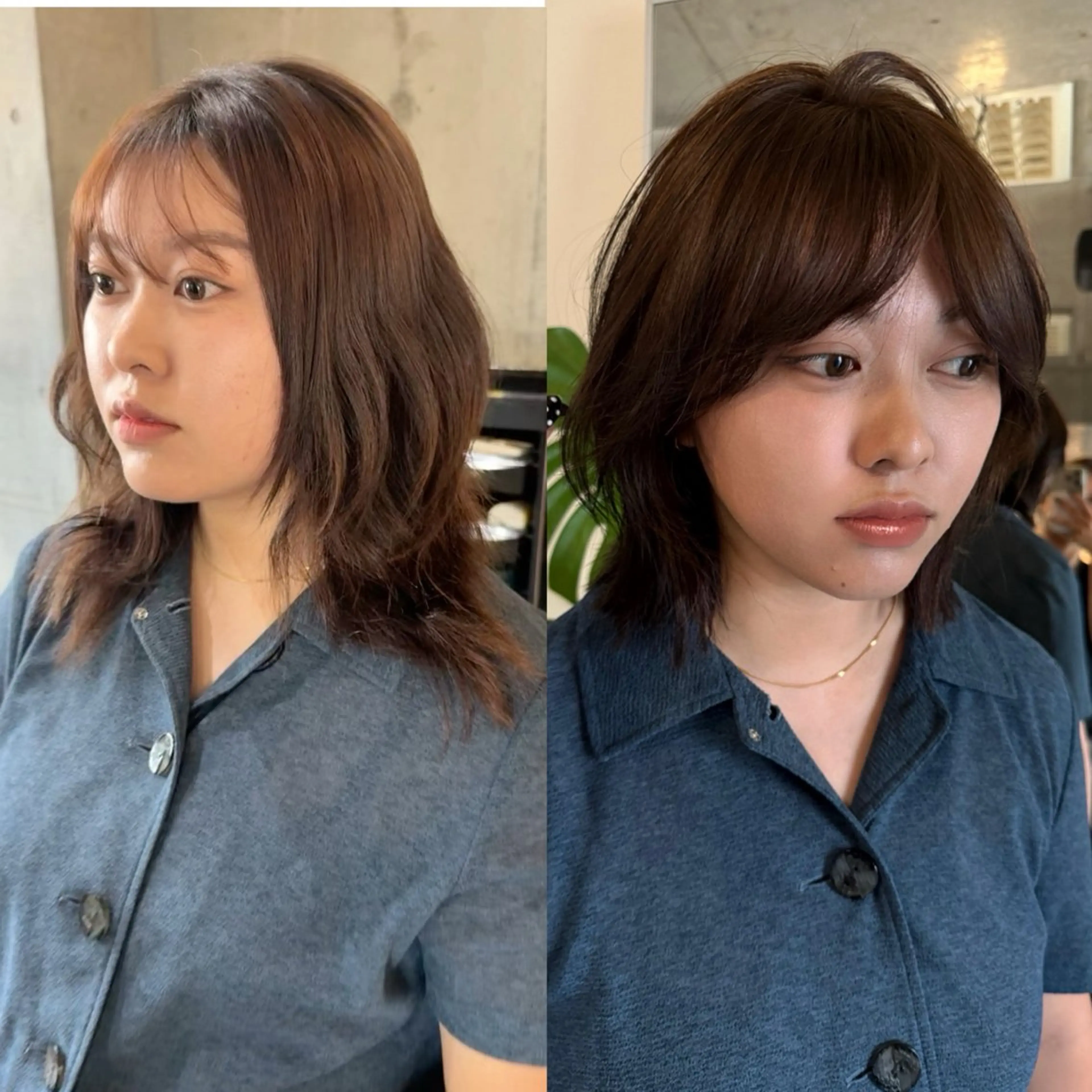 ミディアム かきあげバング レイヤーカット カット ヘアカラー レイヤーカット\ウル フ　chinatsuのヘアスタイル