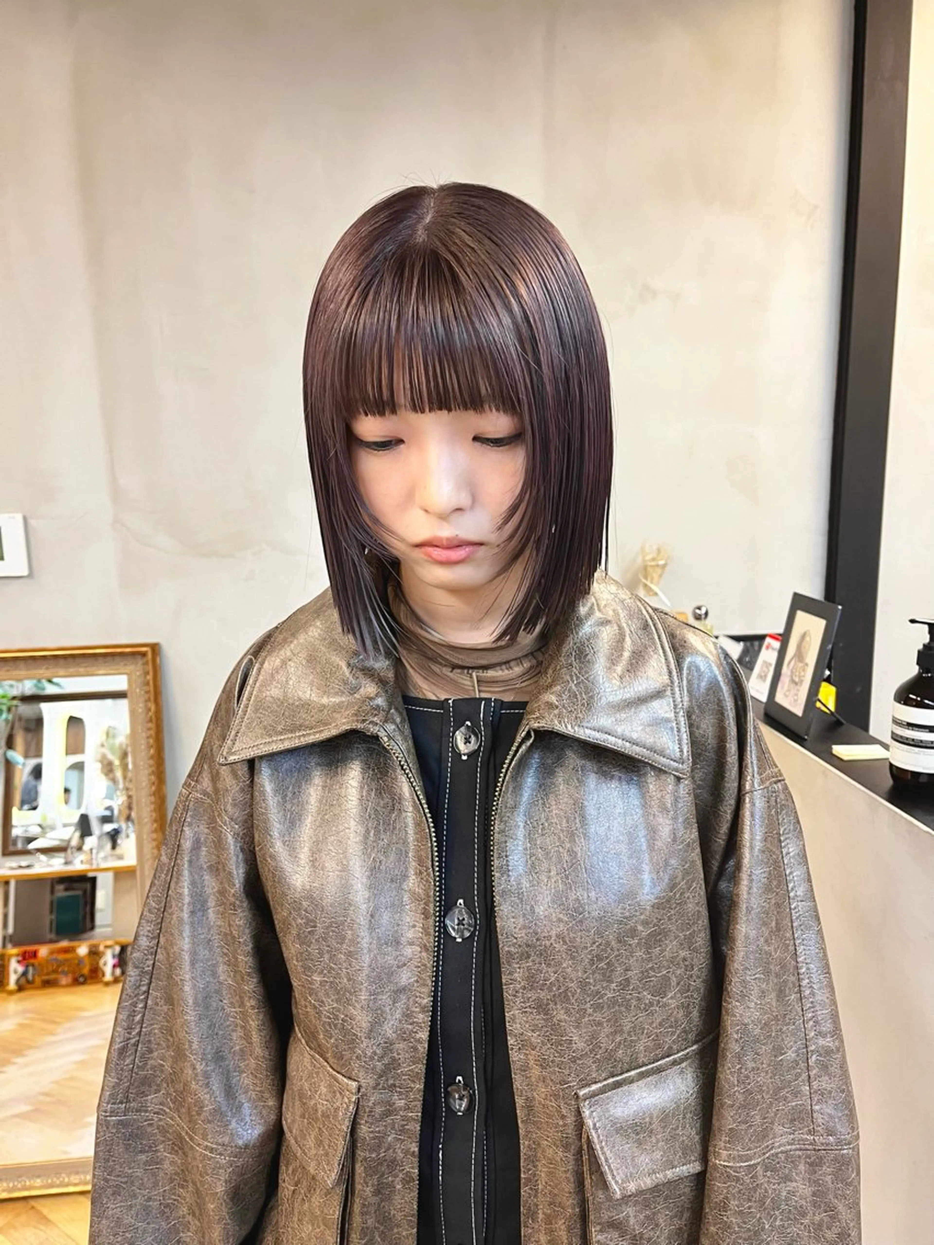 ミディアム カラー ヘアアレンジ ブリーチ ブラウンカラー カット ヘアカラー ena/ブリーチなし 透明感・レイヤー🎀のヘアスタイル
