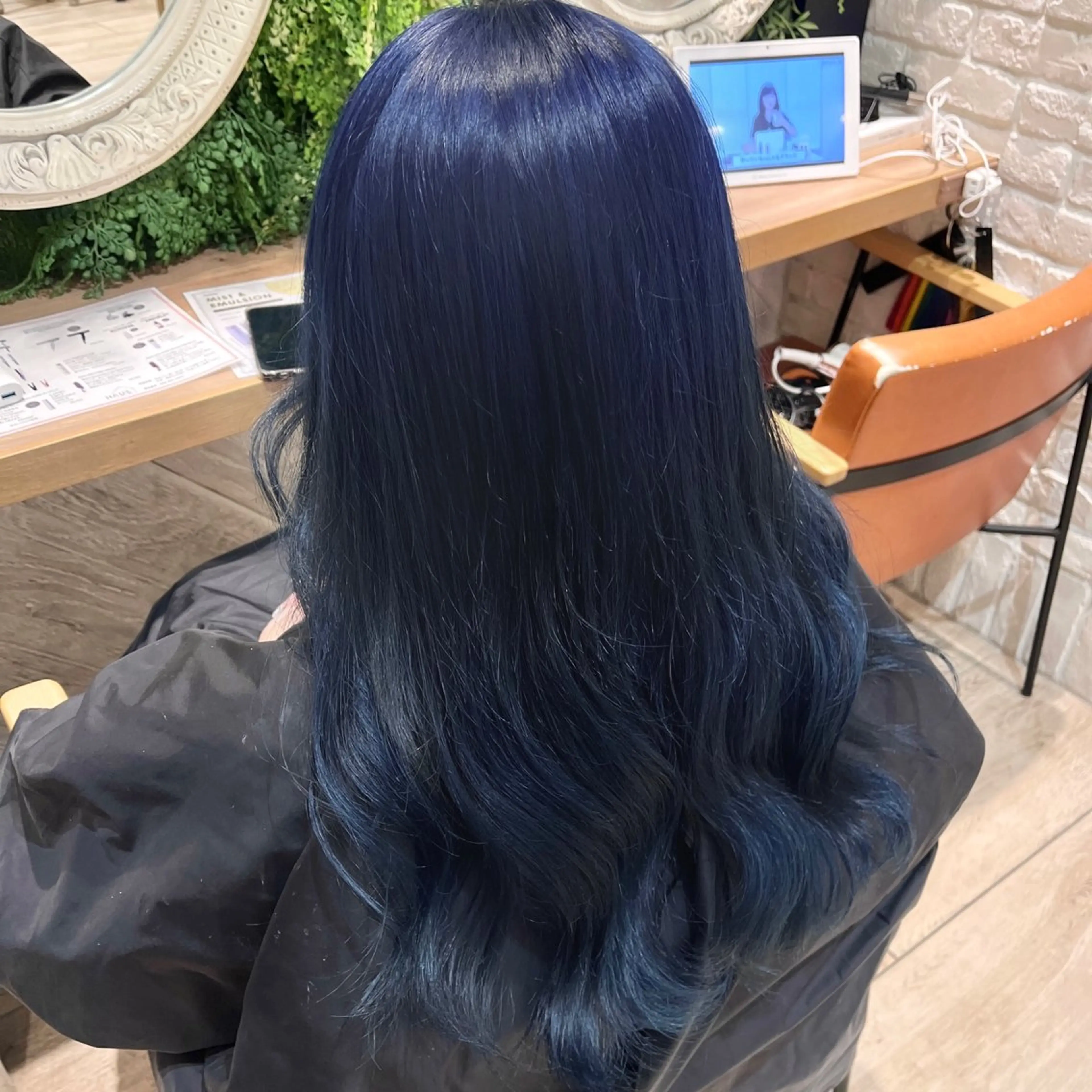 ロング カラー ブルーカラー ネイビーカラー カット ヘアカラー 韓国レイヤー 暖色カラー/さくらのヘアスタイル