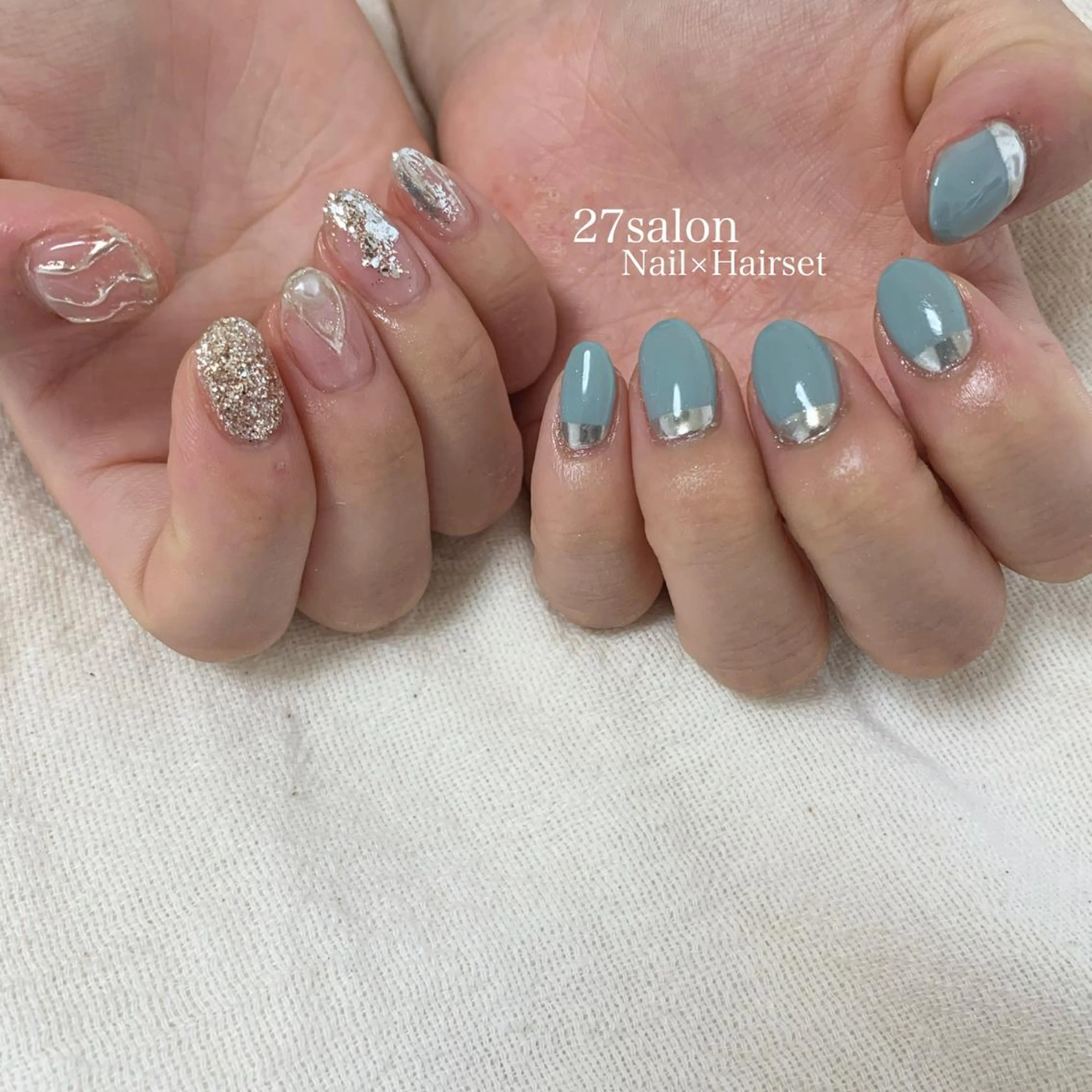 ネイル ブルー ニュアンスネイル 27salon yuinaのネイルデザイン