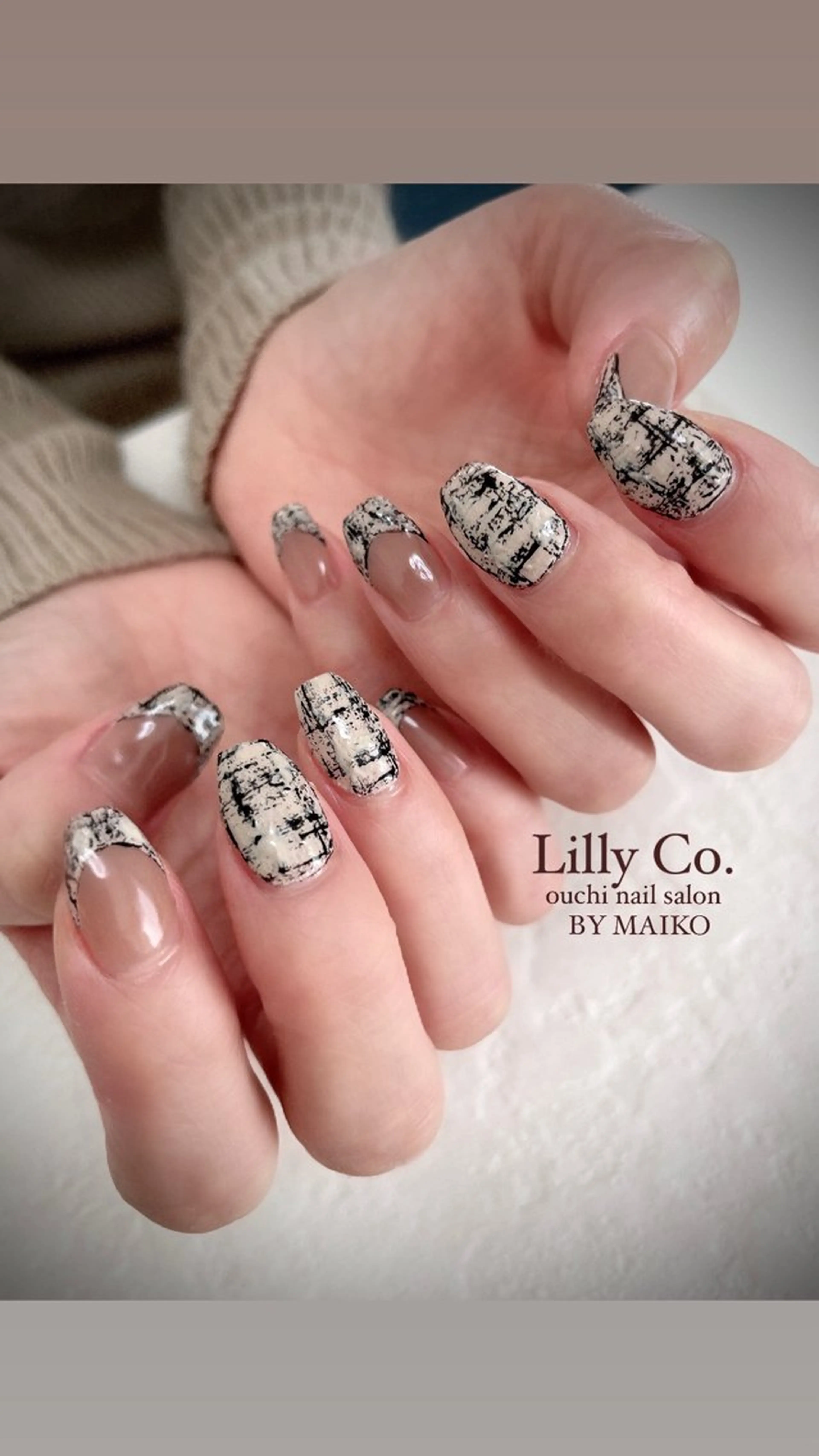 ネイル おそろいネイル ツイードネイル ハンドネイル ハンドケア Lilly Co.のネイルデザイン
