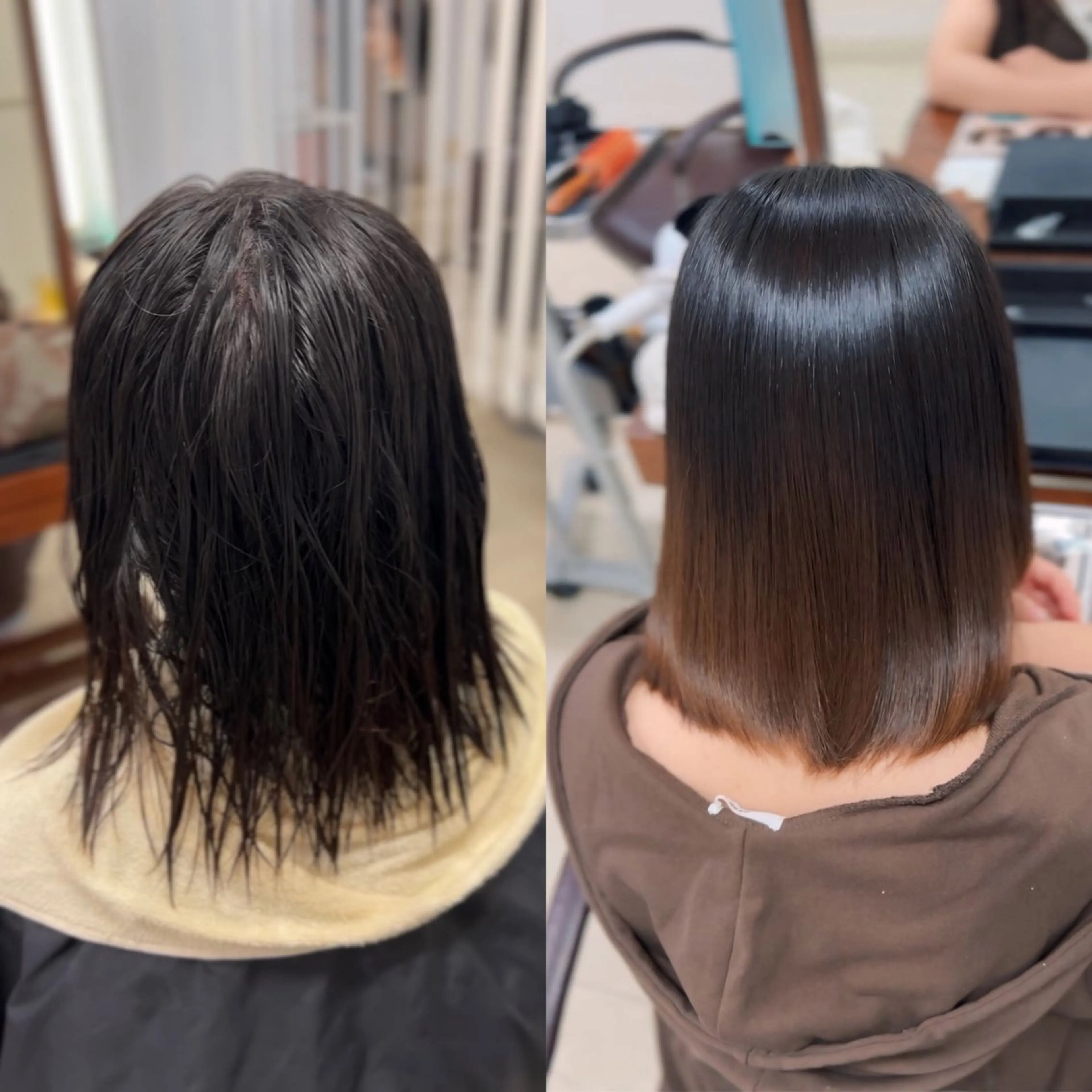 ミディアム 伸ばしかけ 縮毛矯正 縮毛矯正 越納 陸のヘアスタイル