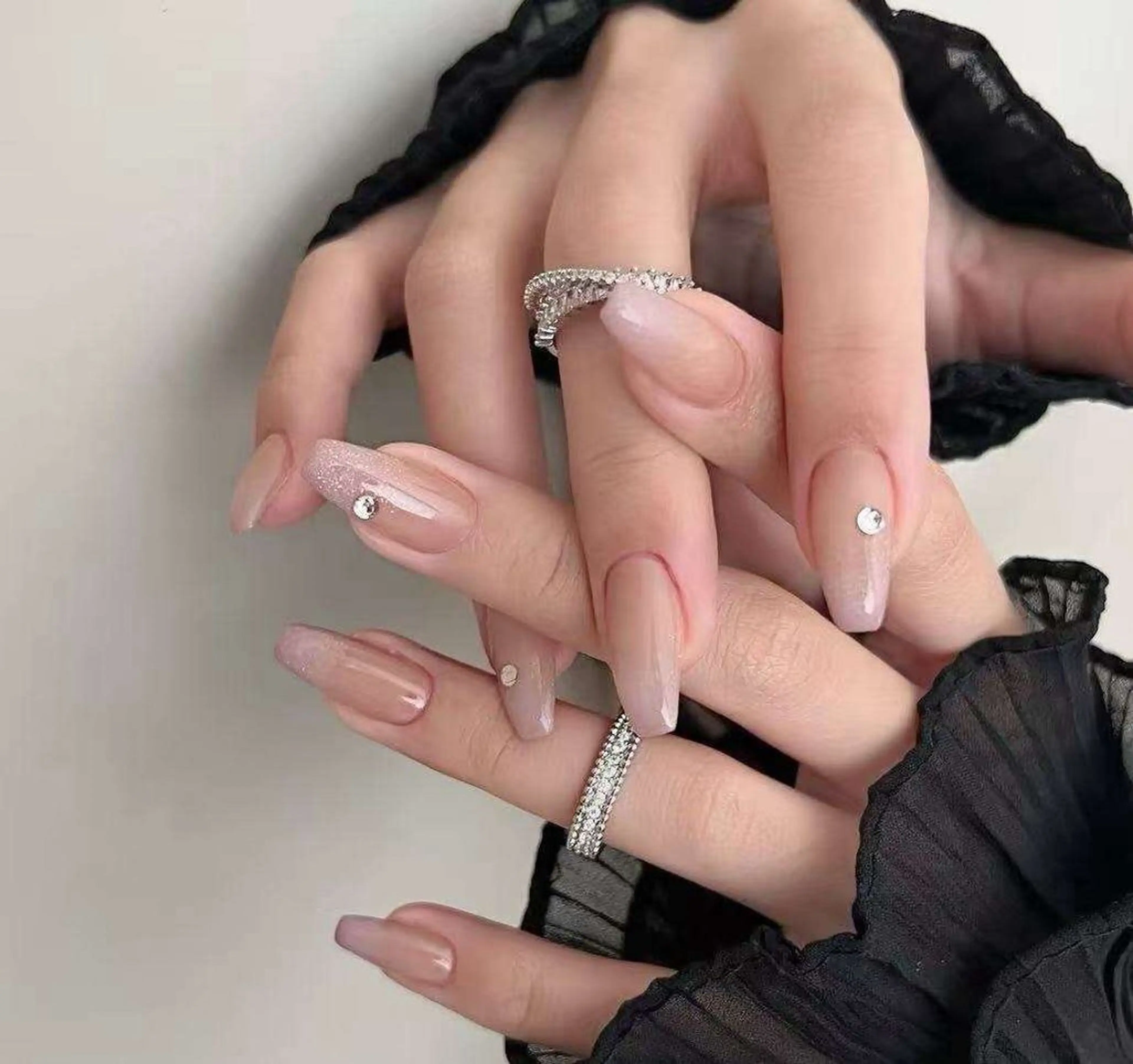 ネイル フラワーネイル フレンチネイル ジェルネイル ガラスフレンチ ハート ハンドネイル ハンドケア BabyYouMi nailのネイルデザイン
