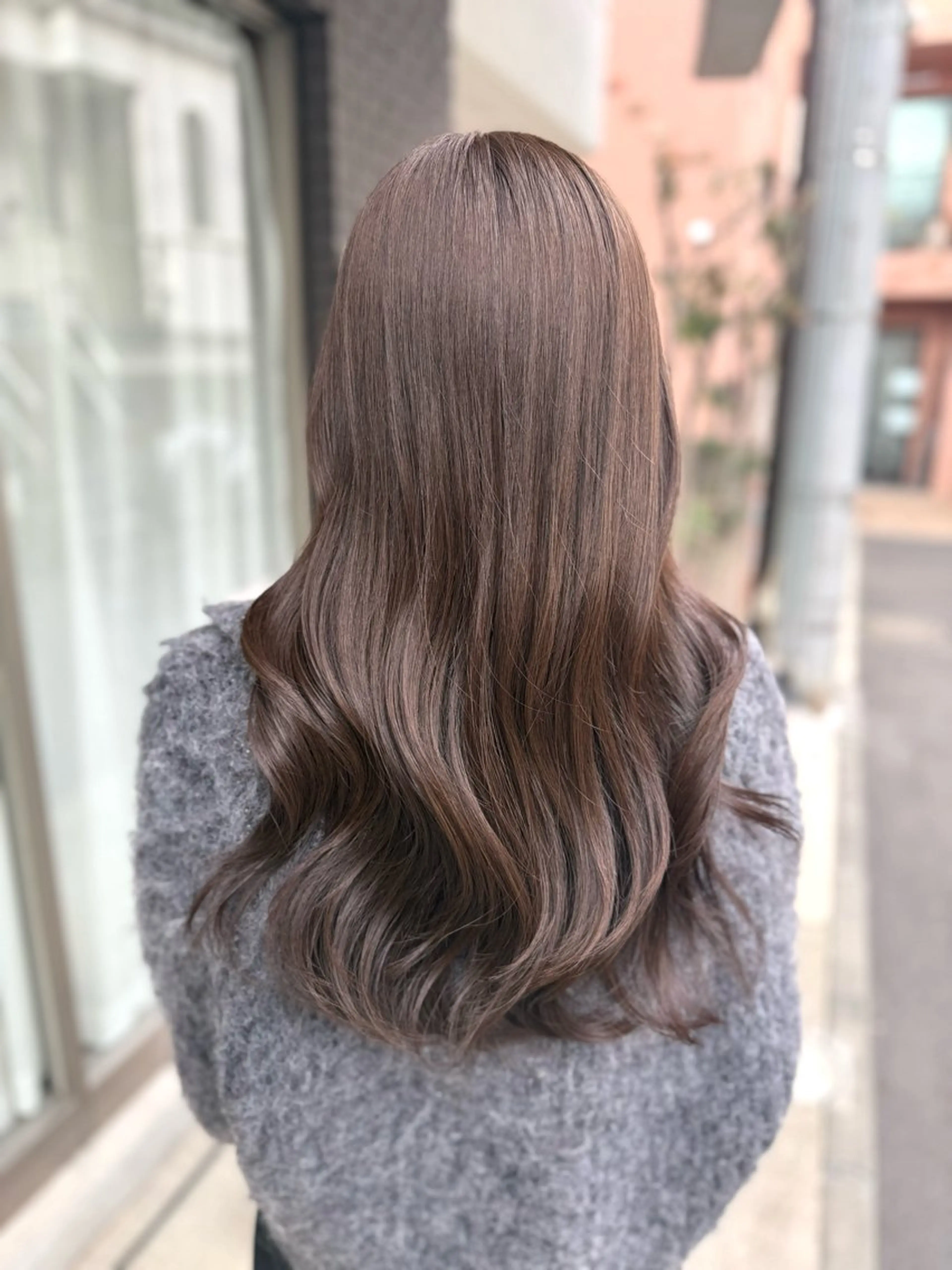 ロング カラー ベージュカラー オリーブベージュ カット ヘアカラー トリートメント グレージュ/レイヤー /韓国ヘア/RISAのヘアスタイル