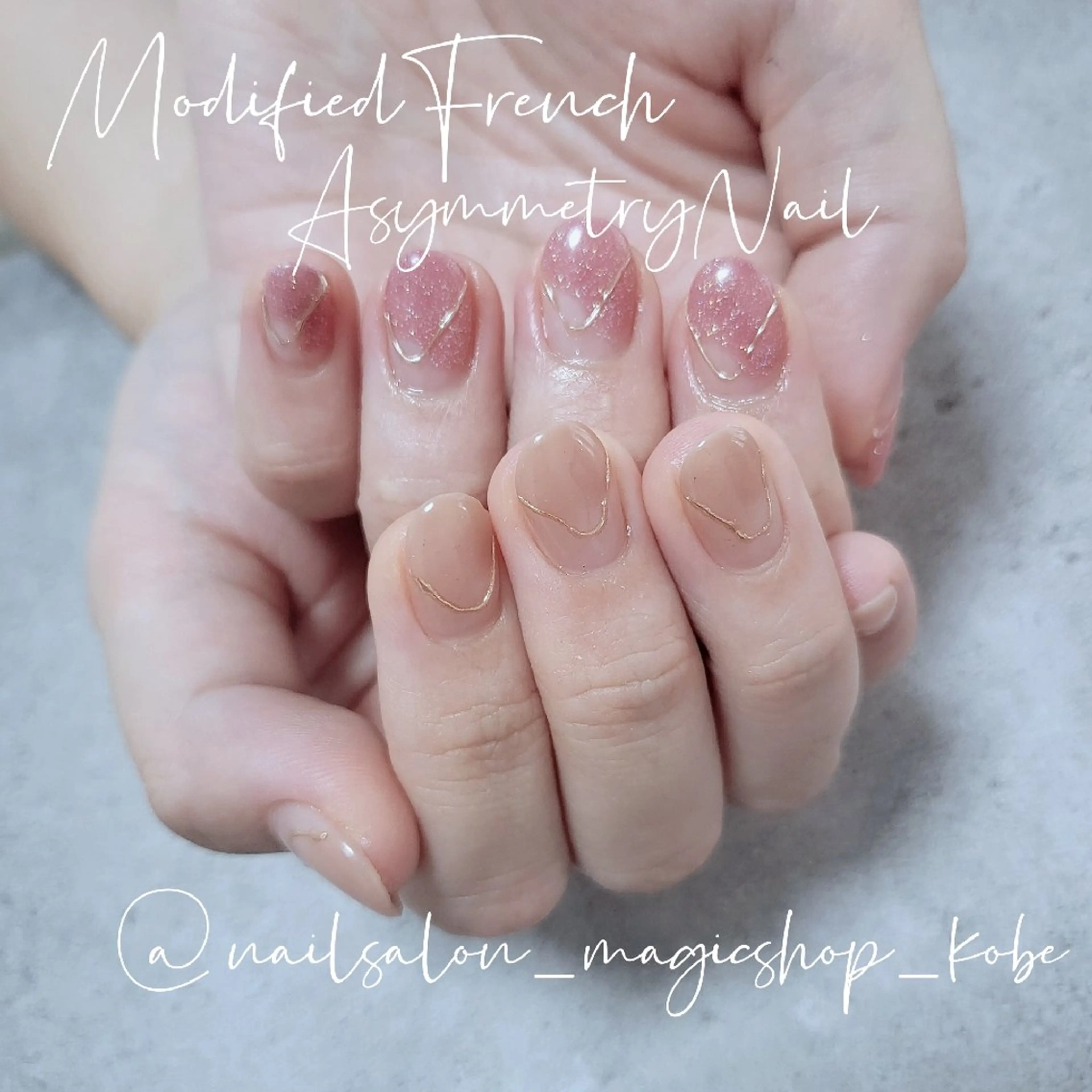 ネイル フレンチネイル ジェルネイル ゴールド ミラーネイル ピンク ハンドネイル Nailsalon MagicShopのネイルデザイン