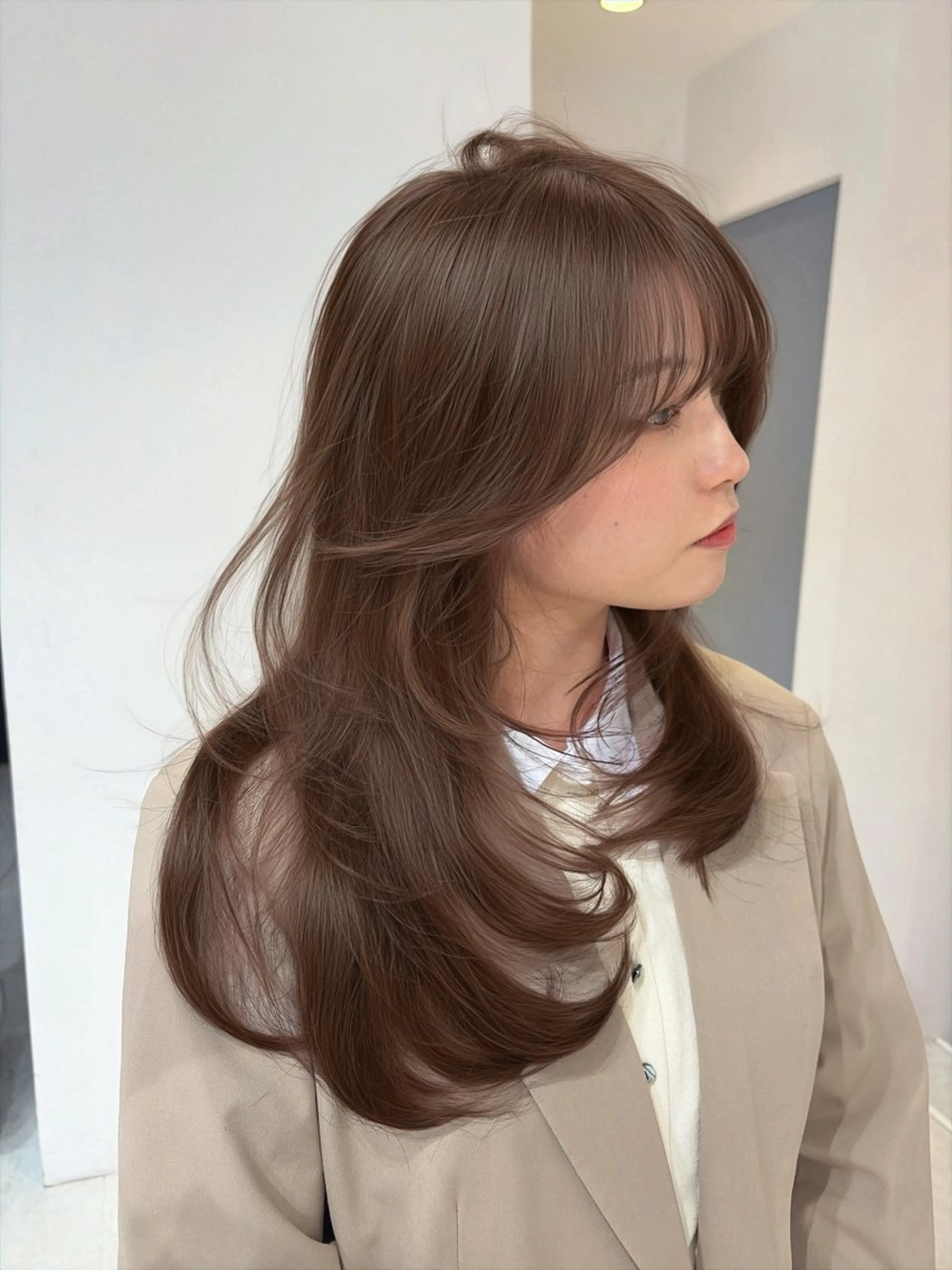 ロング カット ヘアカラー トリートメント 海野翔吾🇨🇳 ワンホンレイヤーのヘアスタイル
