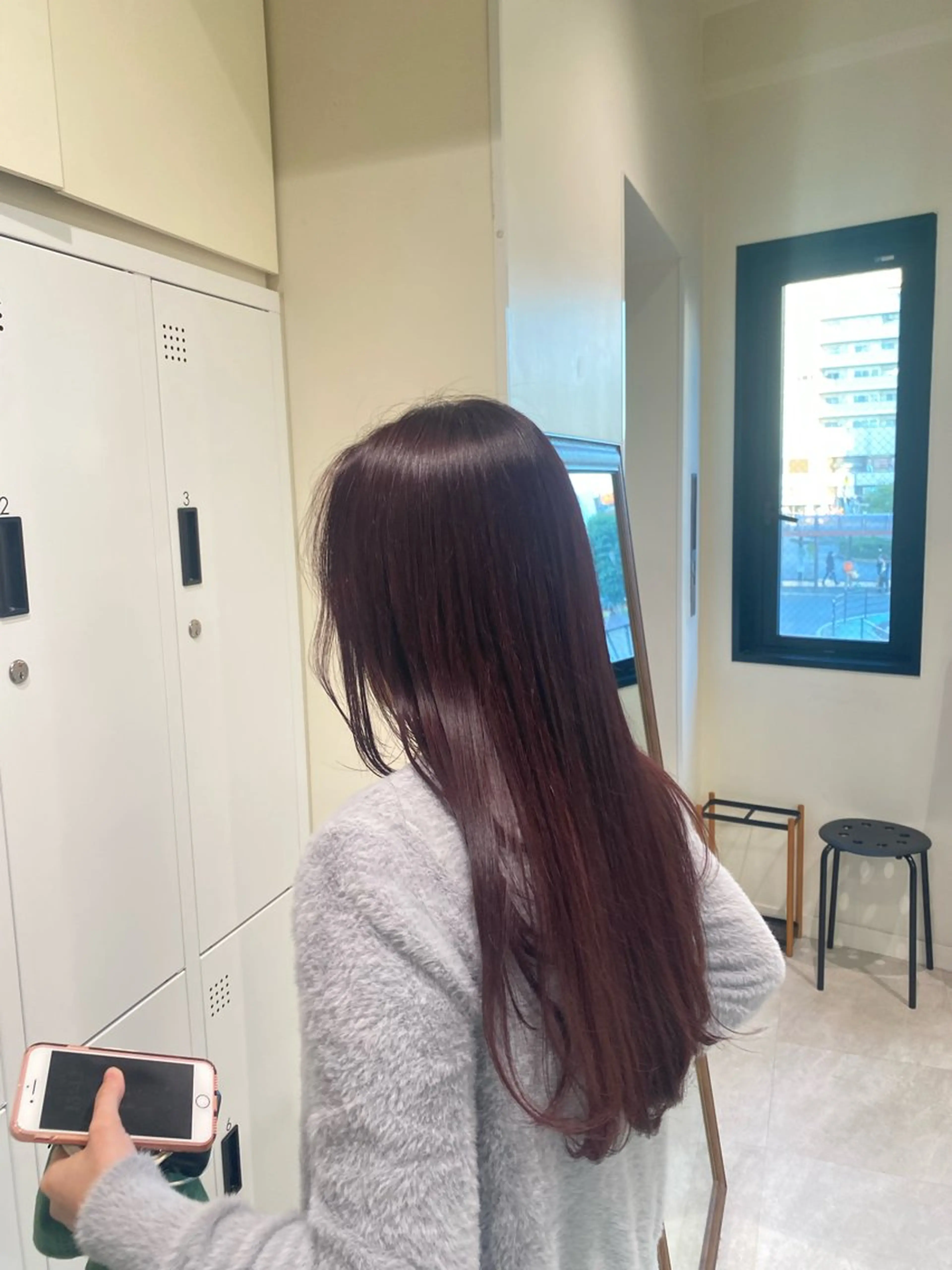 ロング カラー カシス ラベンダーカラー カット ヘアカラー トリートメント 暖色カラー /ヘアアレンジ/花鈴のヘアスタイル