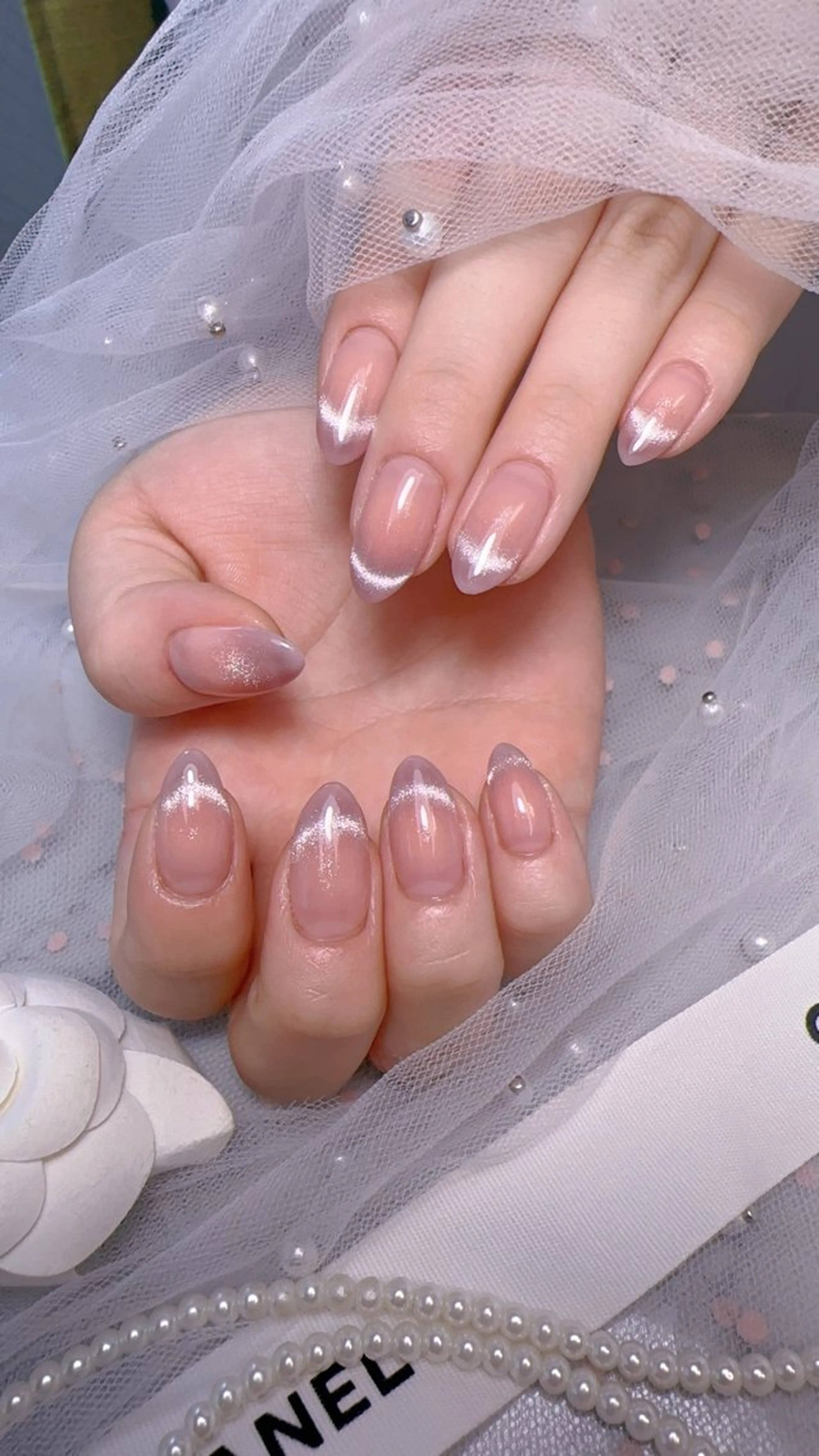 ネイル オーロラネイル フットネイル 韓国ネイル ラメ(グリッター) ラメグラデーション ハンドネイル Belle nail salon 新小岩のネイルデザイン