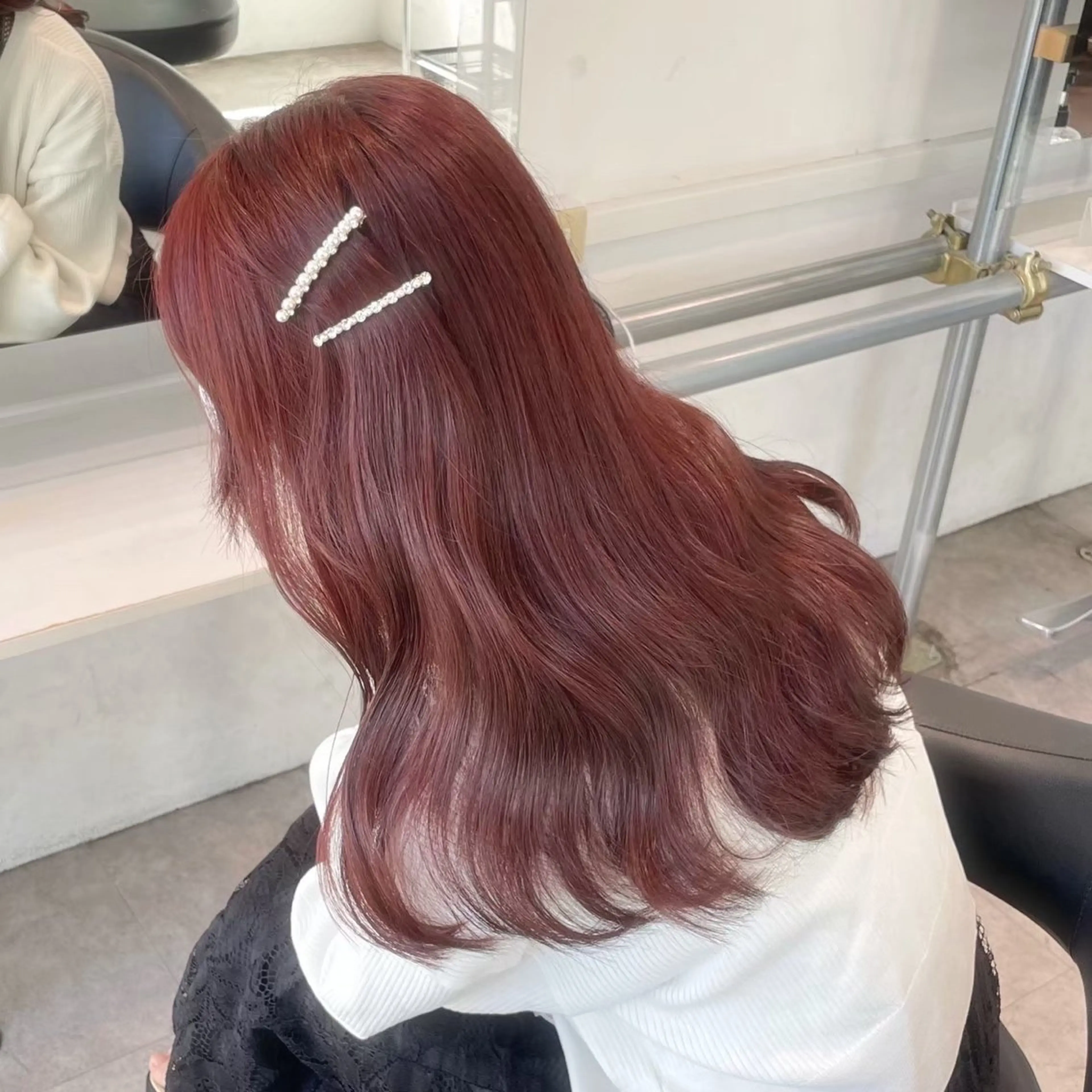 ロング カラー レッドカラー ローズカラー ブリーチなし🌼トレ ンド🌼似合わせのヘアスタイル