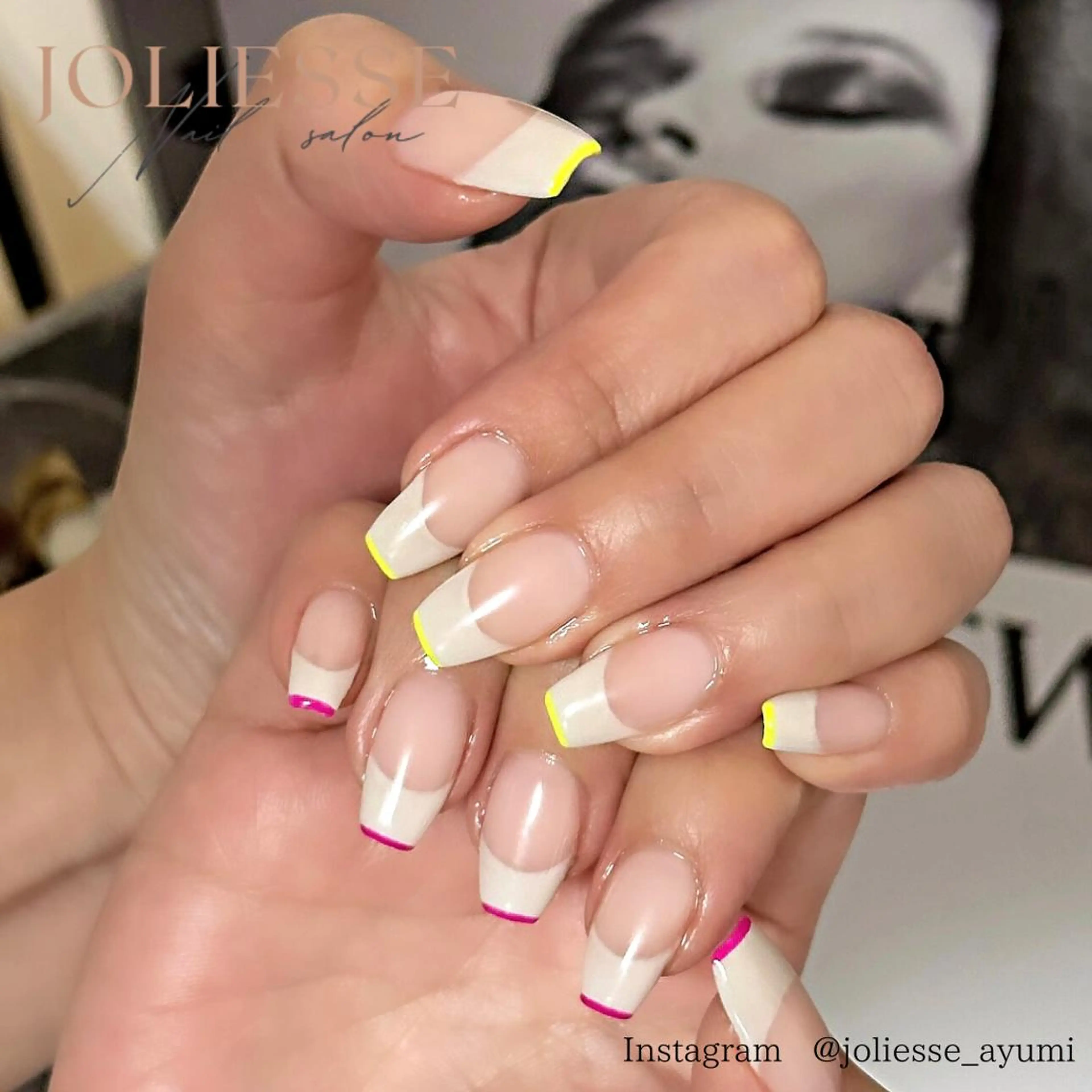 ネイル ダブルフレンチ フレンチネイル ハンドネイル JOLIESSE Ayumiのネイルデザイン