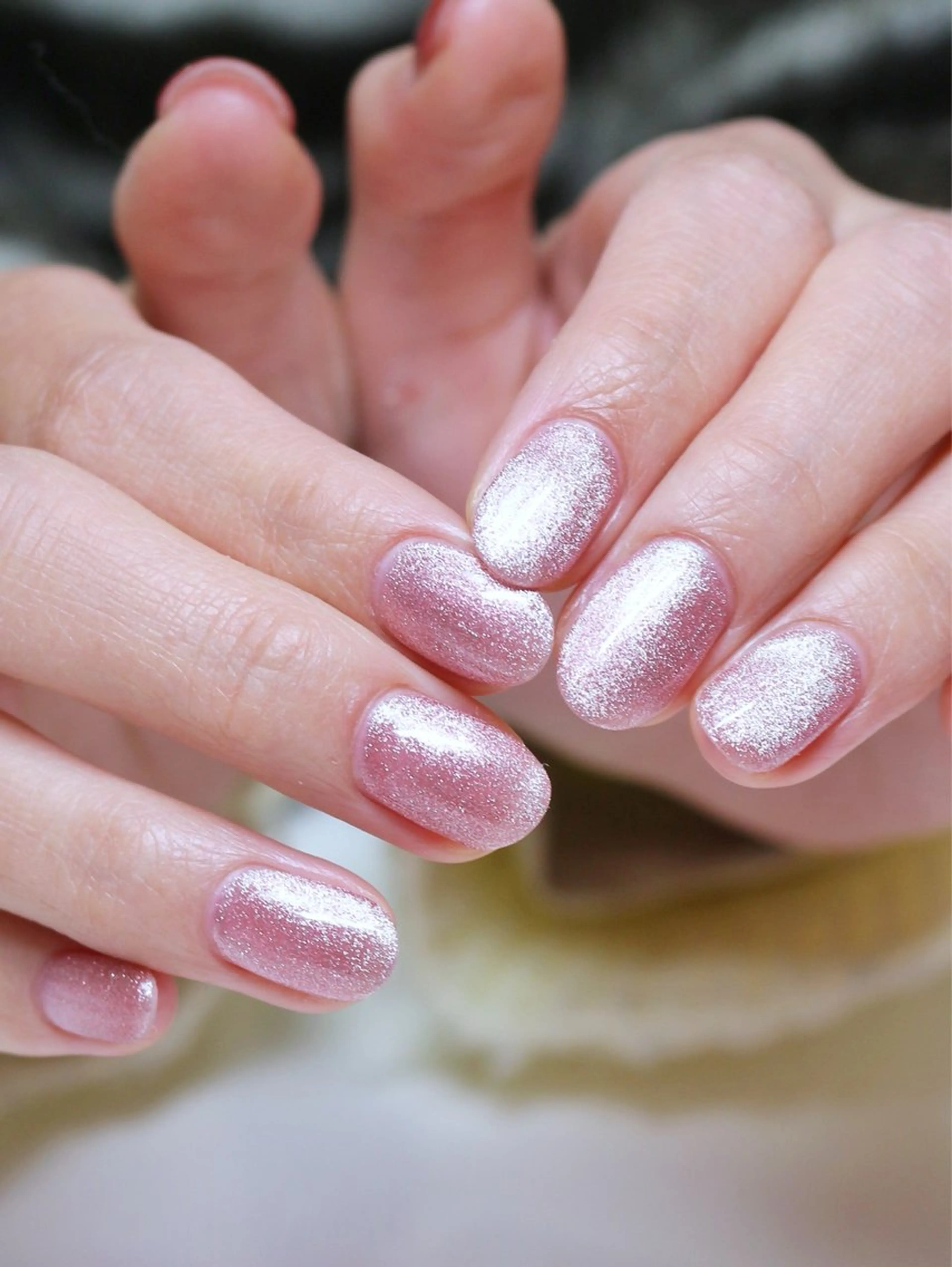 ネイル マグネットネイル ミラーネイル ピンク シンプルネイル ハンドネイル Baku Nailsのネイルデザイン