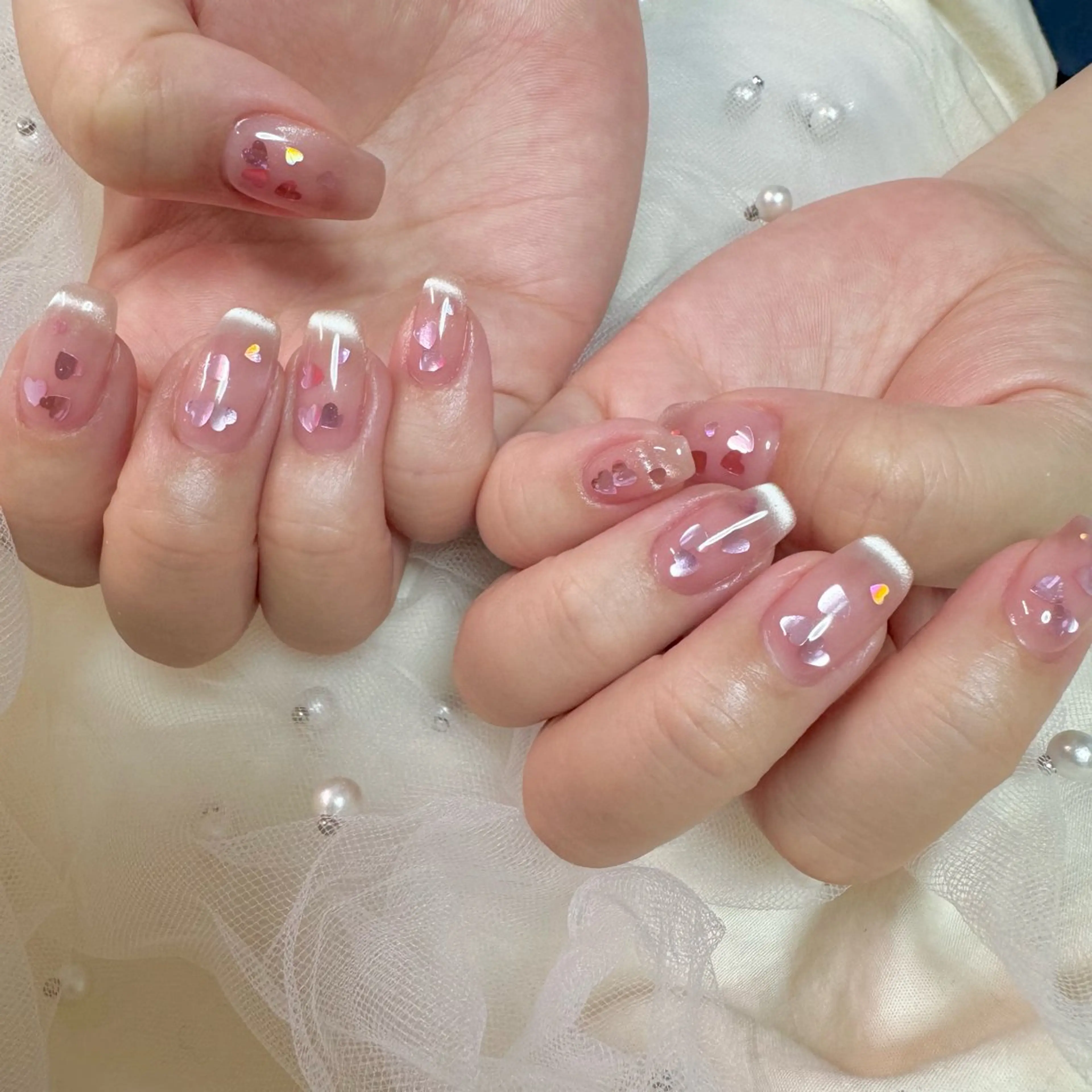 ネイル ハート マグネットネイル nail salon e'mu💐のネイルデザイン