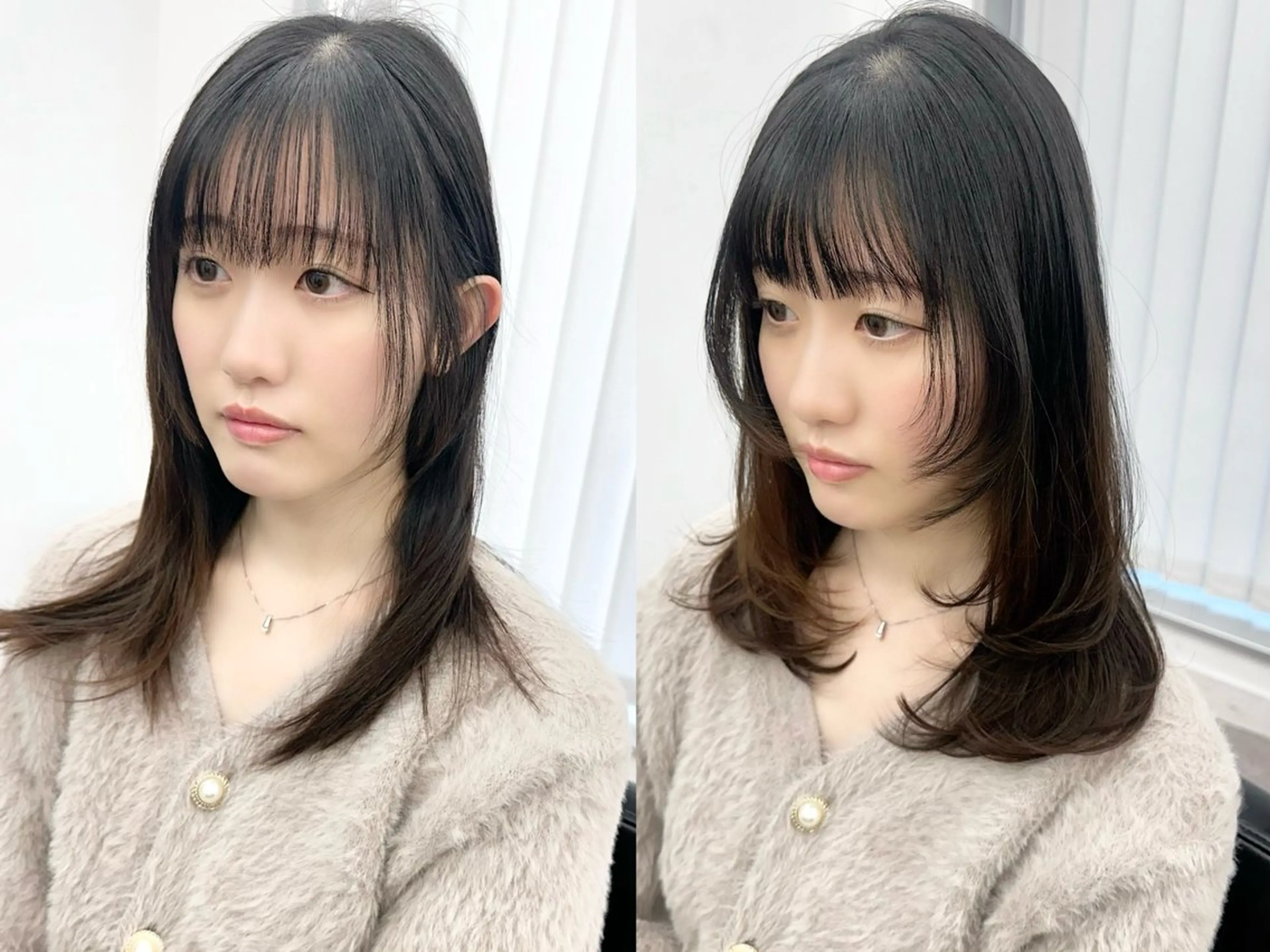 ミディアム カラー パーマ ヘアアレンジ メンズ キッズ レイヤーカット 🌿透け感カラーのヘアスタイル