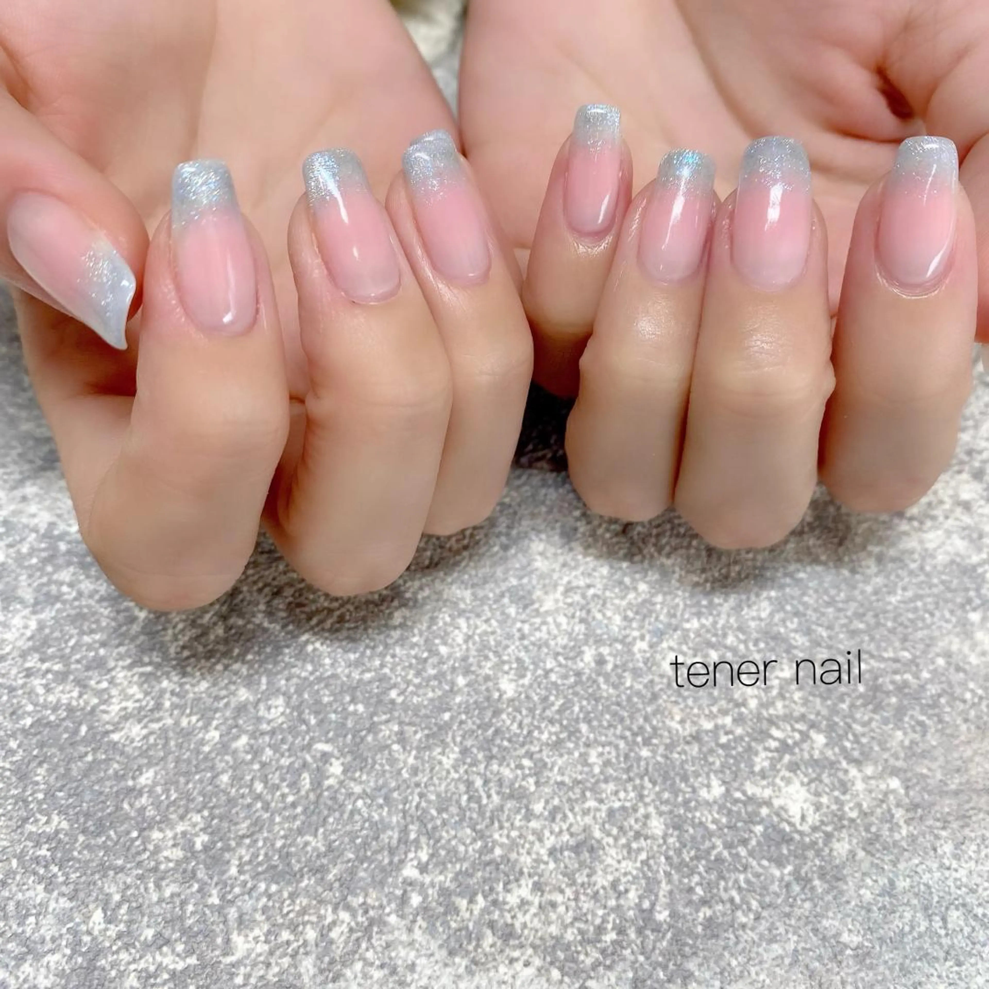 ネイル ブルー チークネイル グラデーション テネルネイル tener nailのネイルデザイン