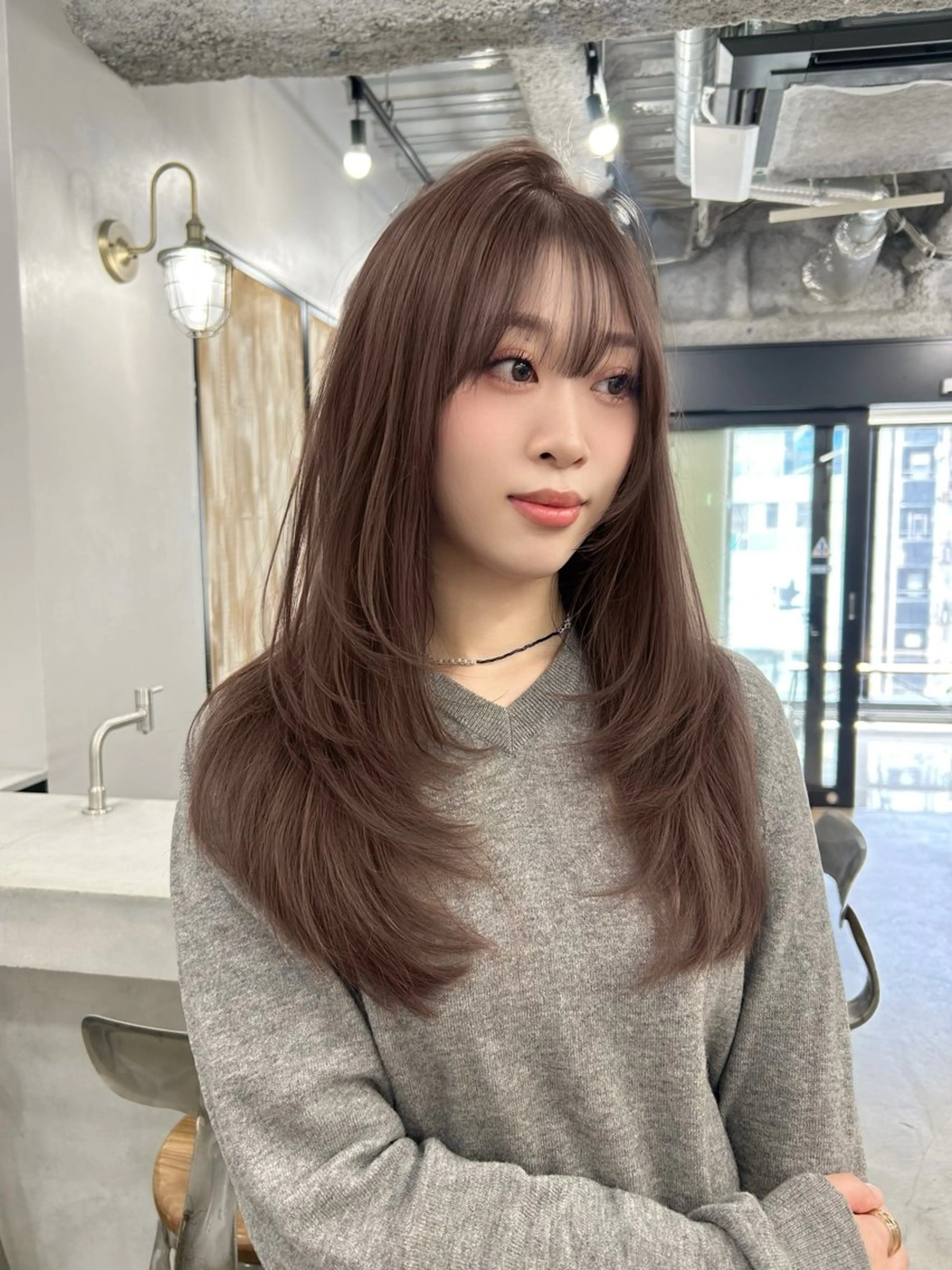 ロング カラー パーマ レイヤーカット／韓国 🤎きのした いちかのヘアスタイル