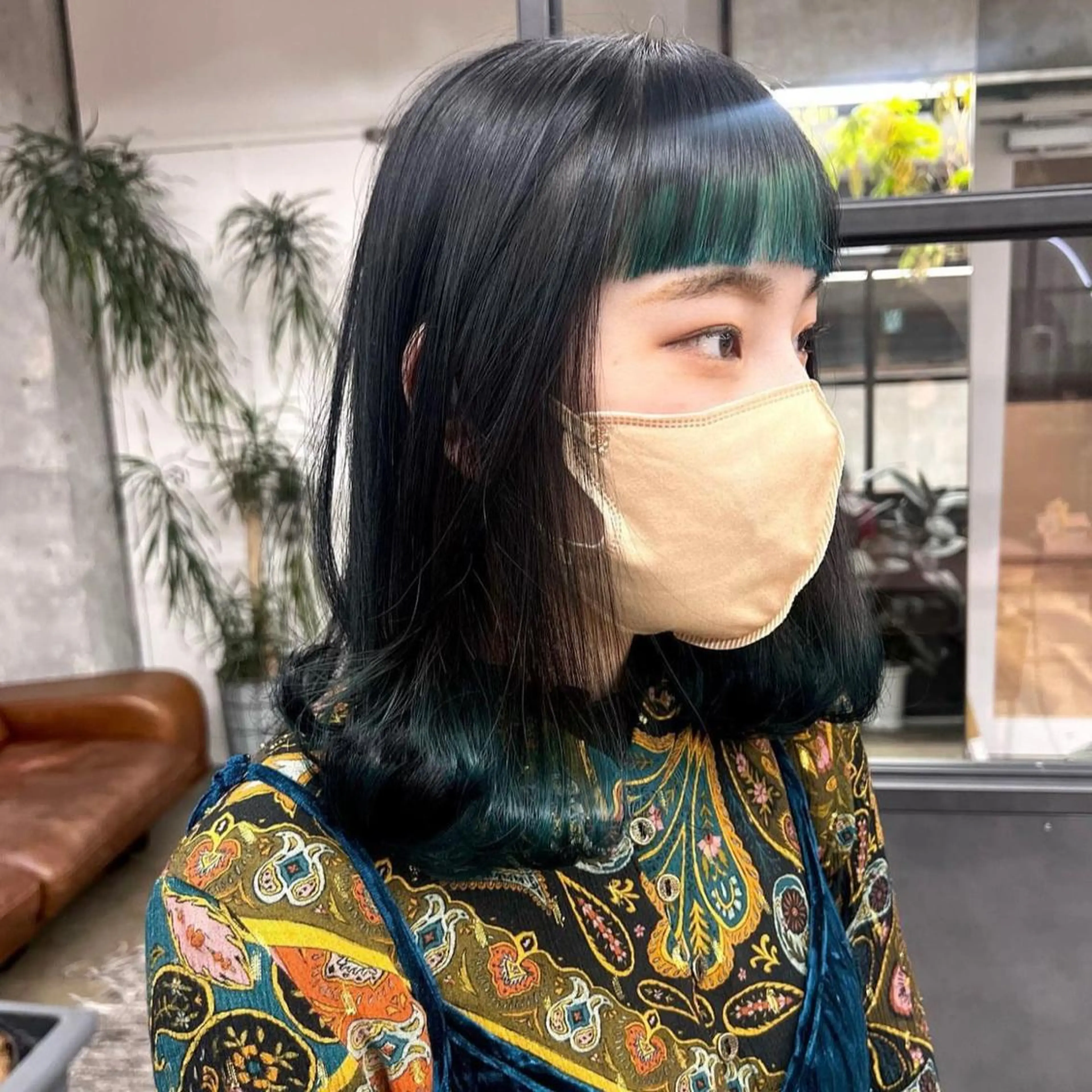ミディアム カラー ミント ミントグリーン カット ヘアカラー 韓国ヘア /男女☘️ 細江 美紅のヘアスタイル