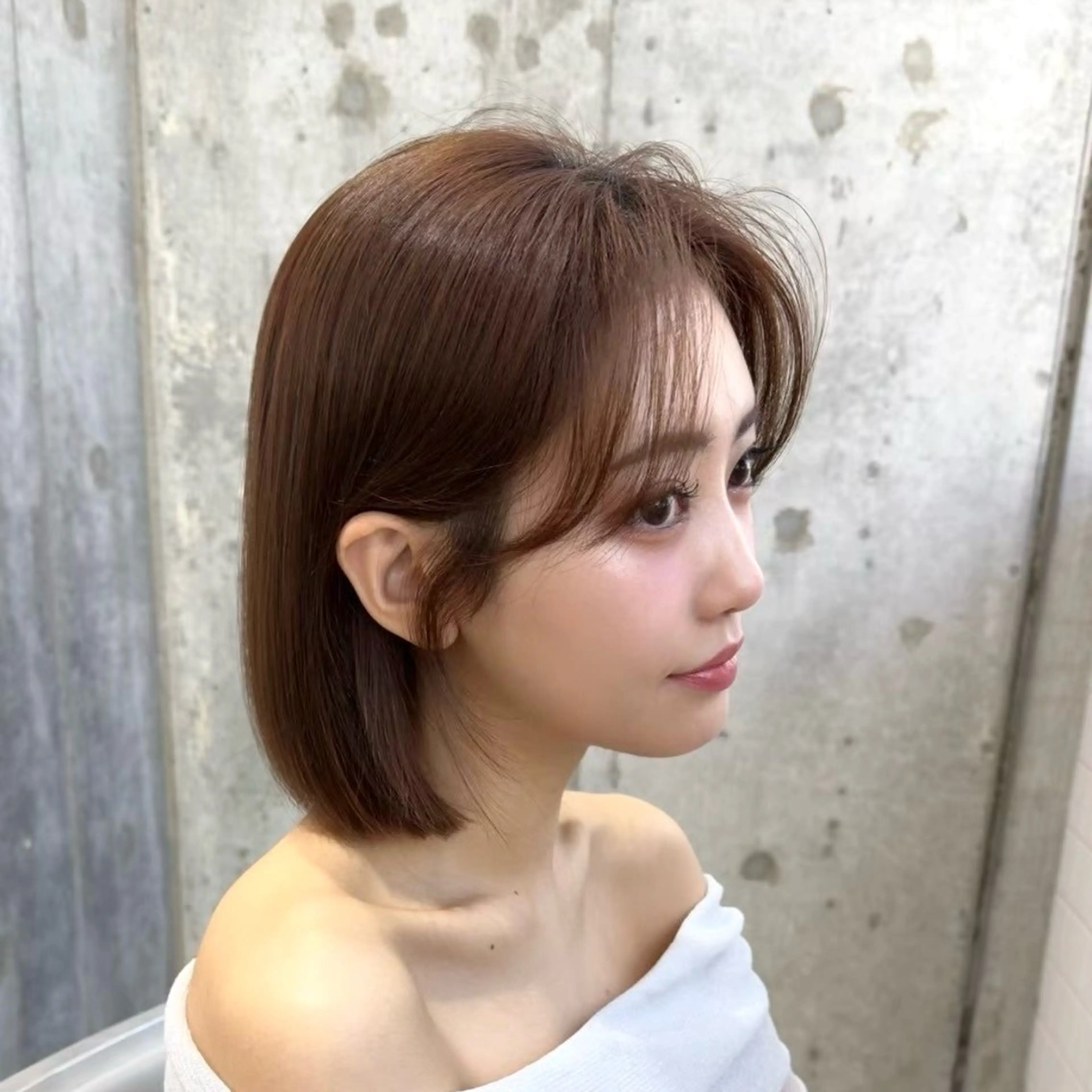 ミディアム カラー カット ヘアカラー トリートメント 新宿/髪質改善/ボブ 韓国レイヤー大重聖斗のヘアスタイル