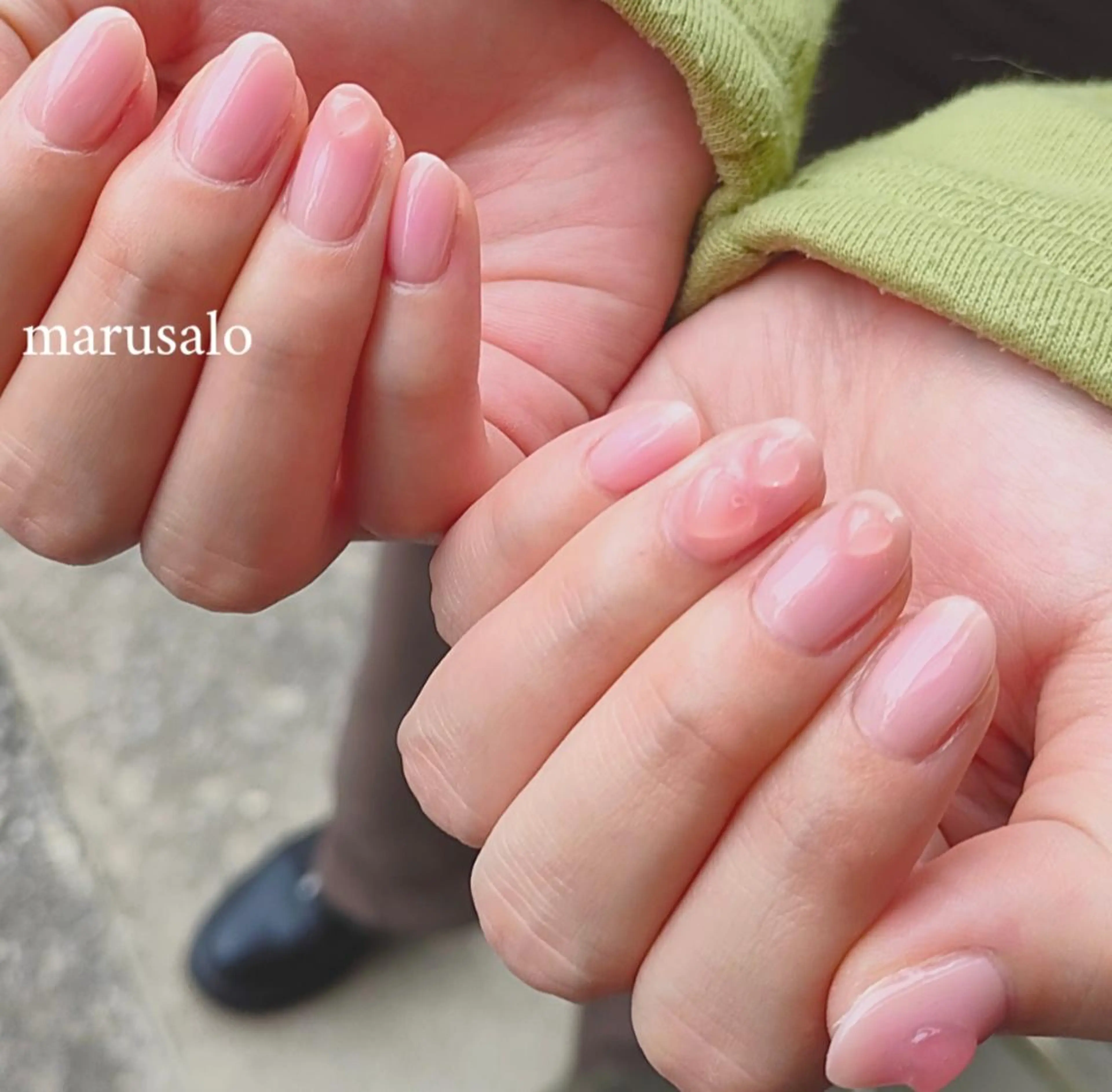 ネイル チークネイル ハート 韓国ネイル ぷっくりネイル UVネイル ハンドネイル marusalo nailのネイルデザイン