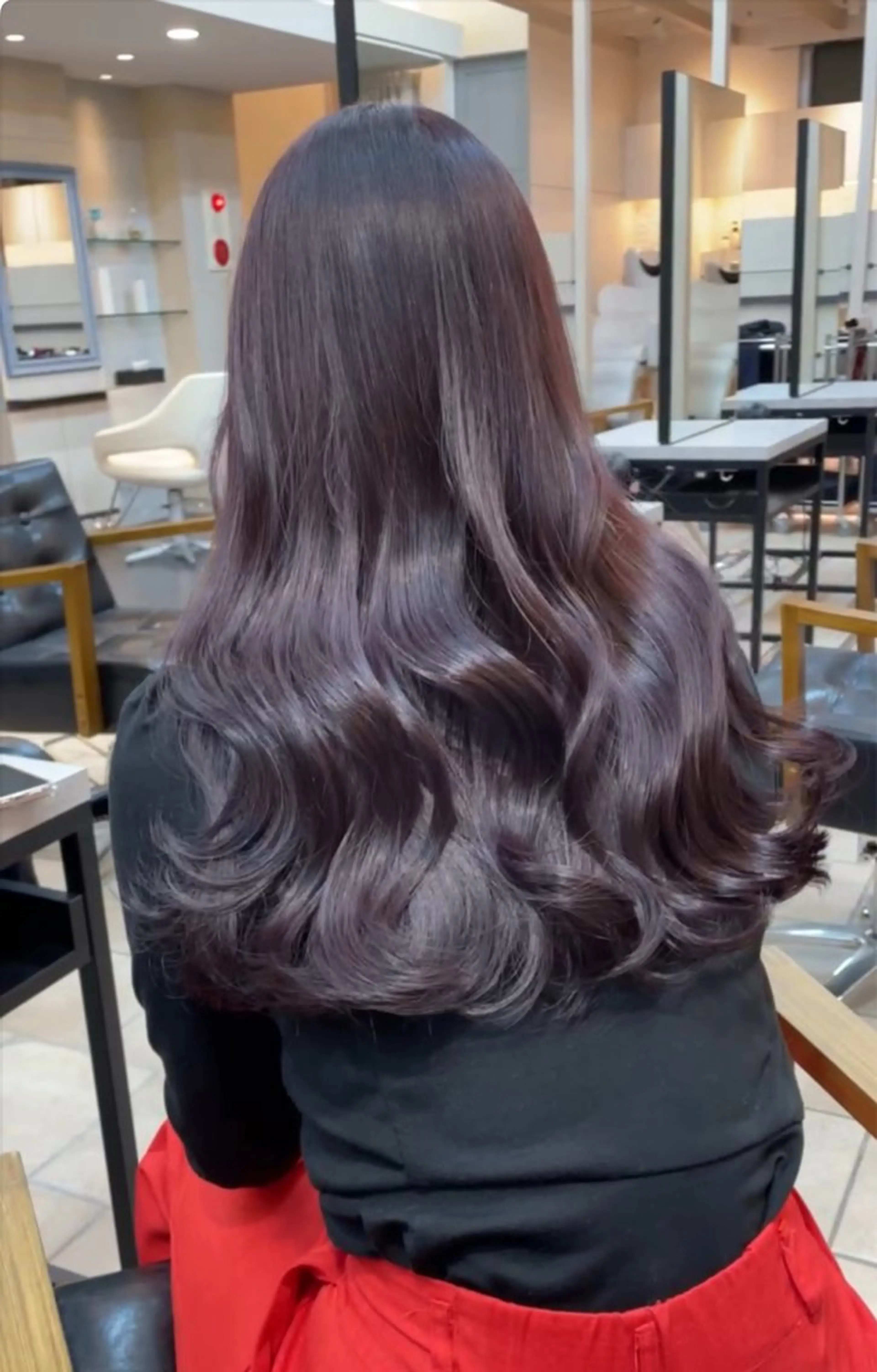 ロング カラー ブリーチ ブリーチなしカラー ピンクカラー ブリーチなしピンク 縮毛艶髪矯正/吉村のヘアスタイル