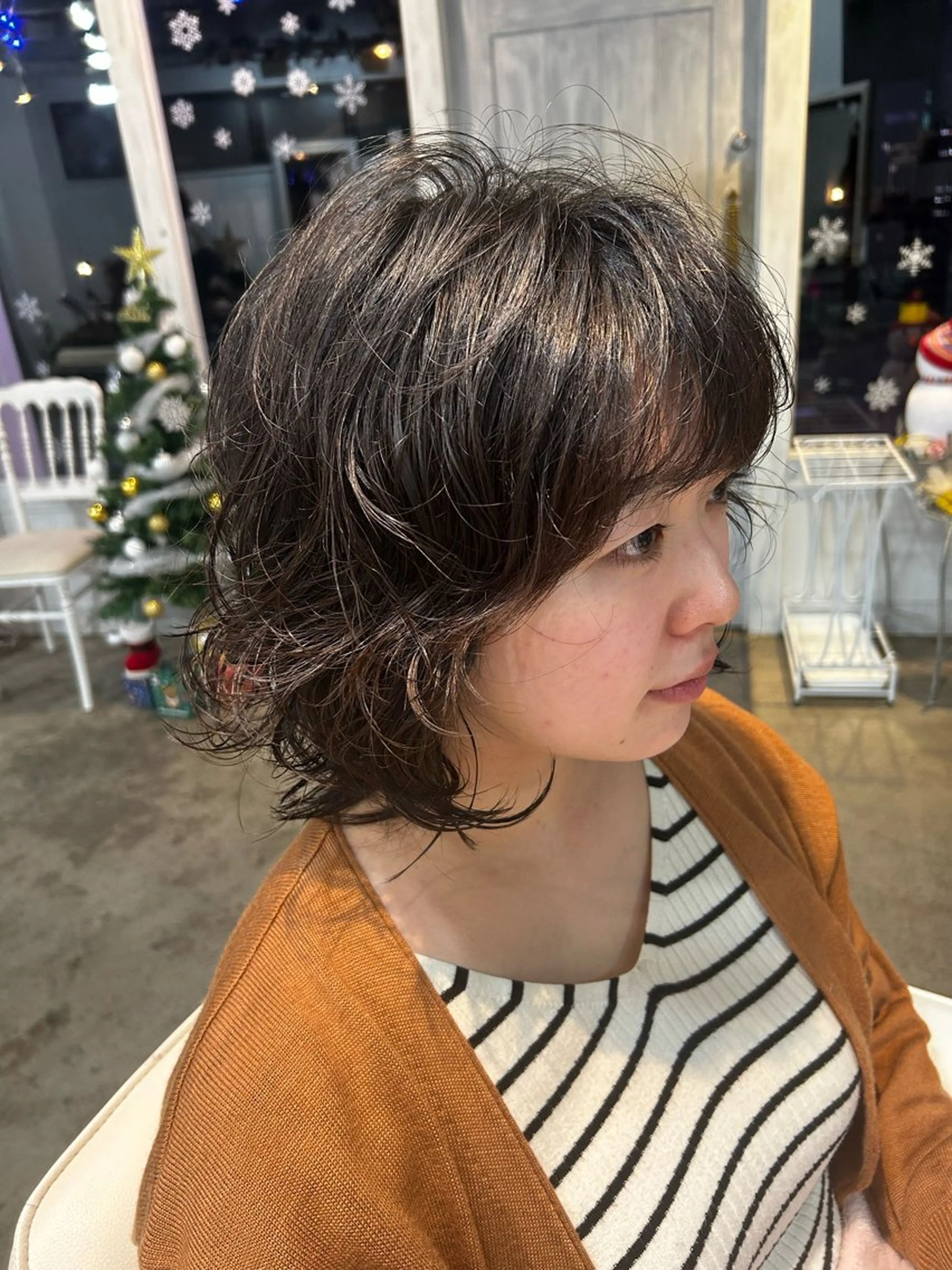 ミディアム カラー パーマ ショートヘア/ボブ/ レイヤー/佐藤　葵のヘアスタイル