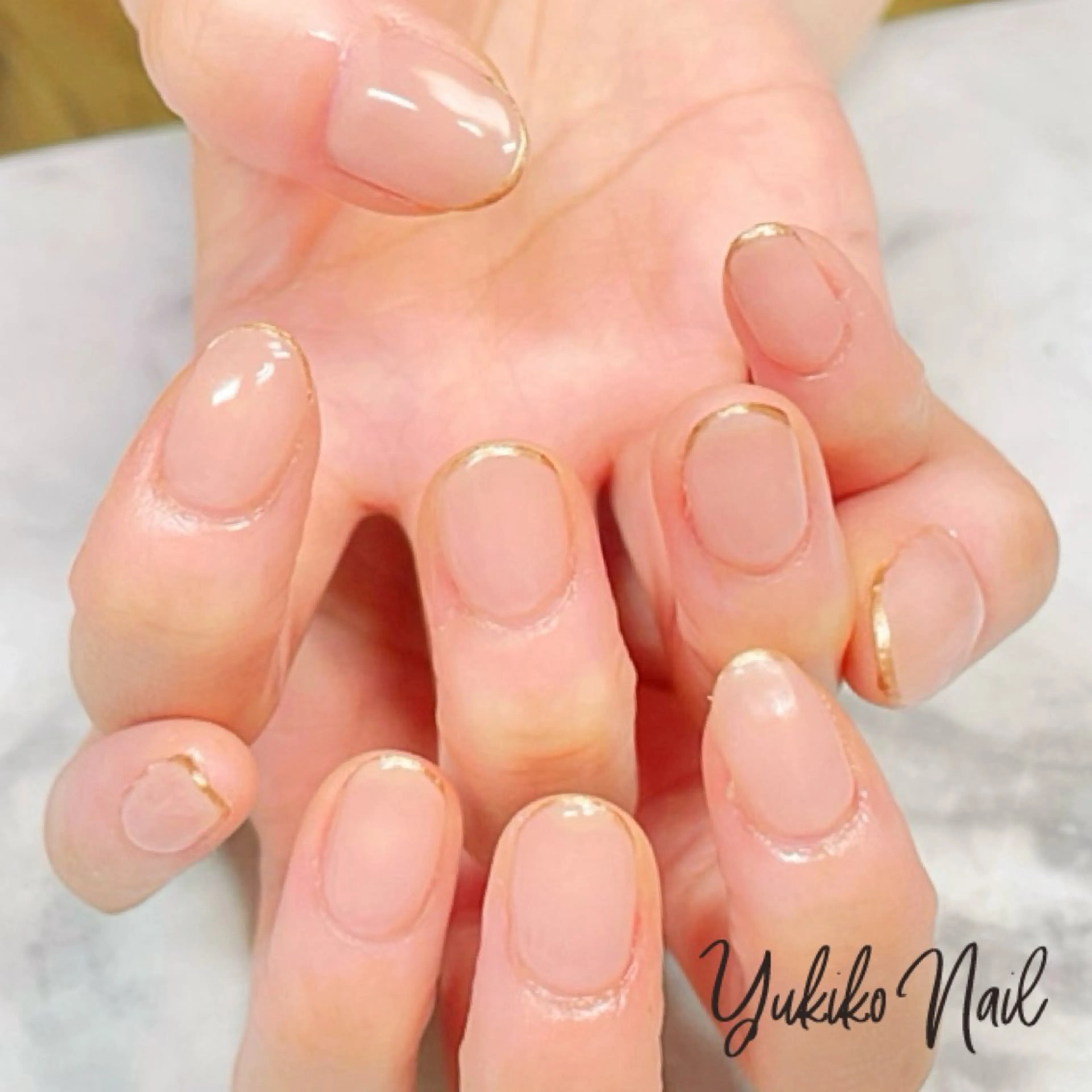 ネイル フレンチネイル ゴールド オフィスネイル ワンカラーネイル シンプルネイル ハンドネイル ユキコ ネイルのネイルデザイン