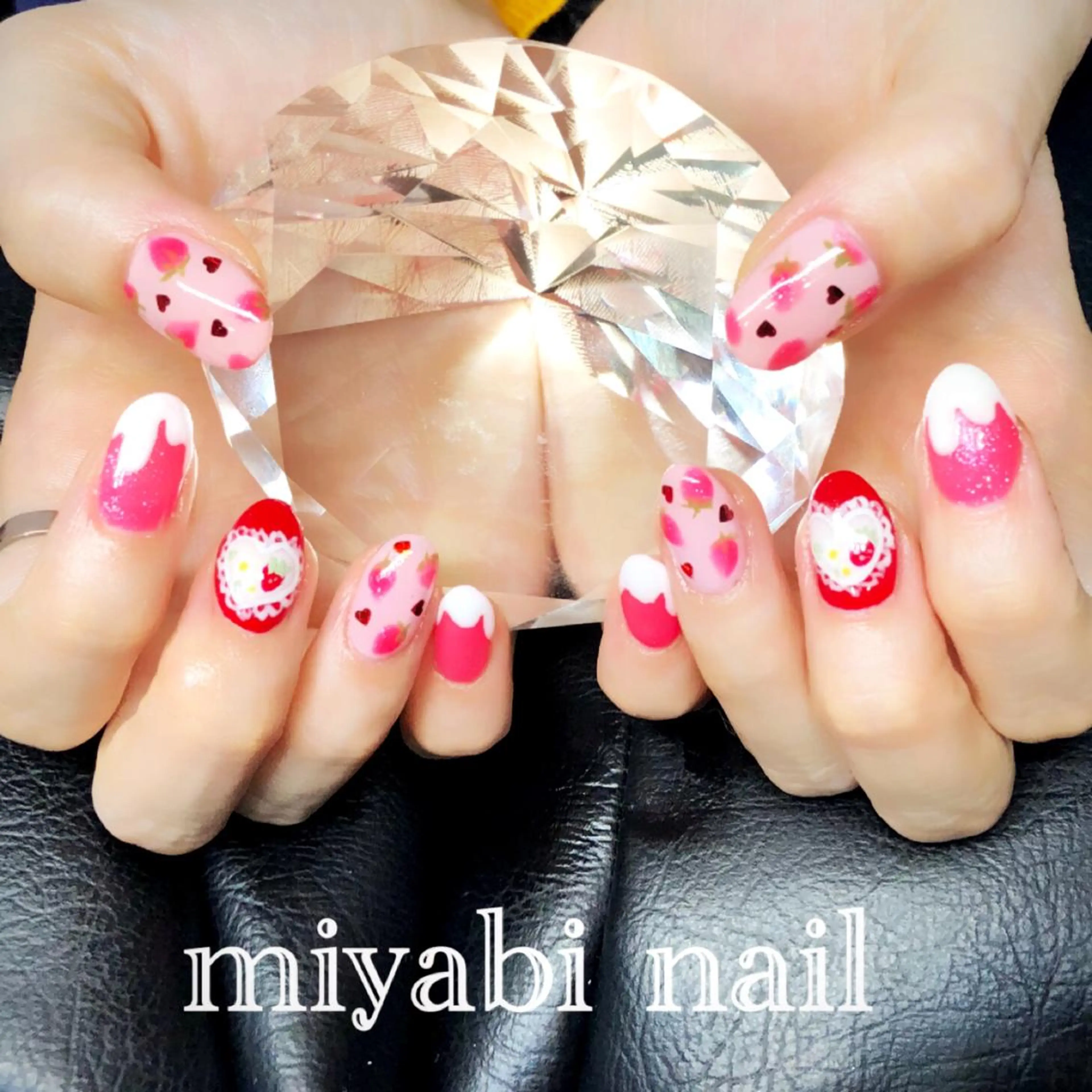 ネイル アートネイル ハート 持ち込み ぷっくりネイル ハンドネイル miyabi nail 桂川駅近くのネイルデザイン