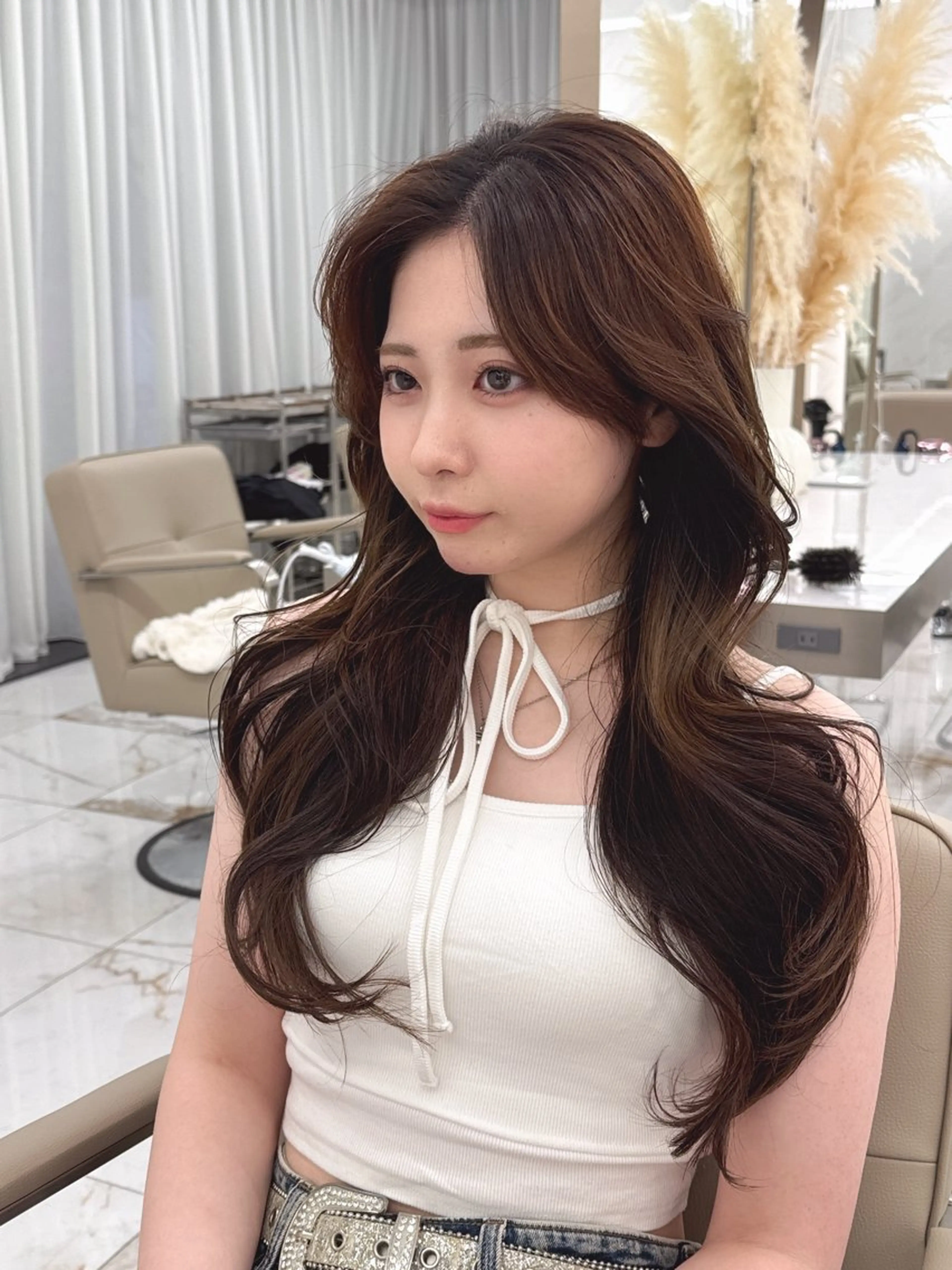 ロング のり🐼顔まわり/ 韓国/レイヤーカットのヘアスタイル