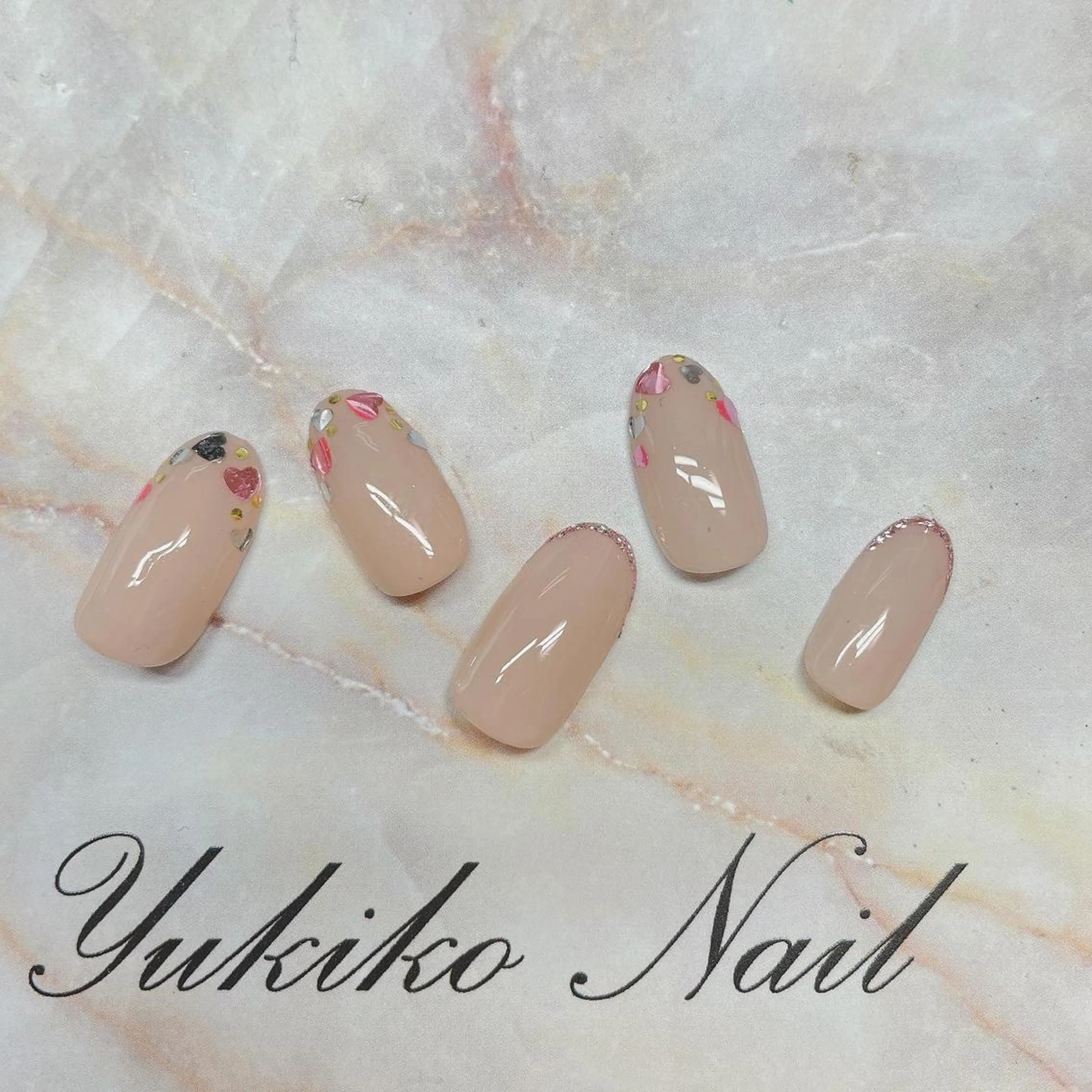 ネイル フレンチネイル ハート ハンドネイル ユキコ ネイルのネイルデザイン
