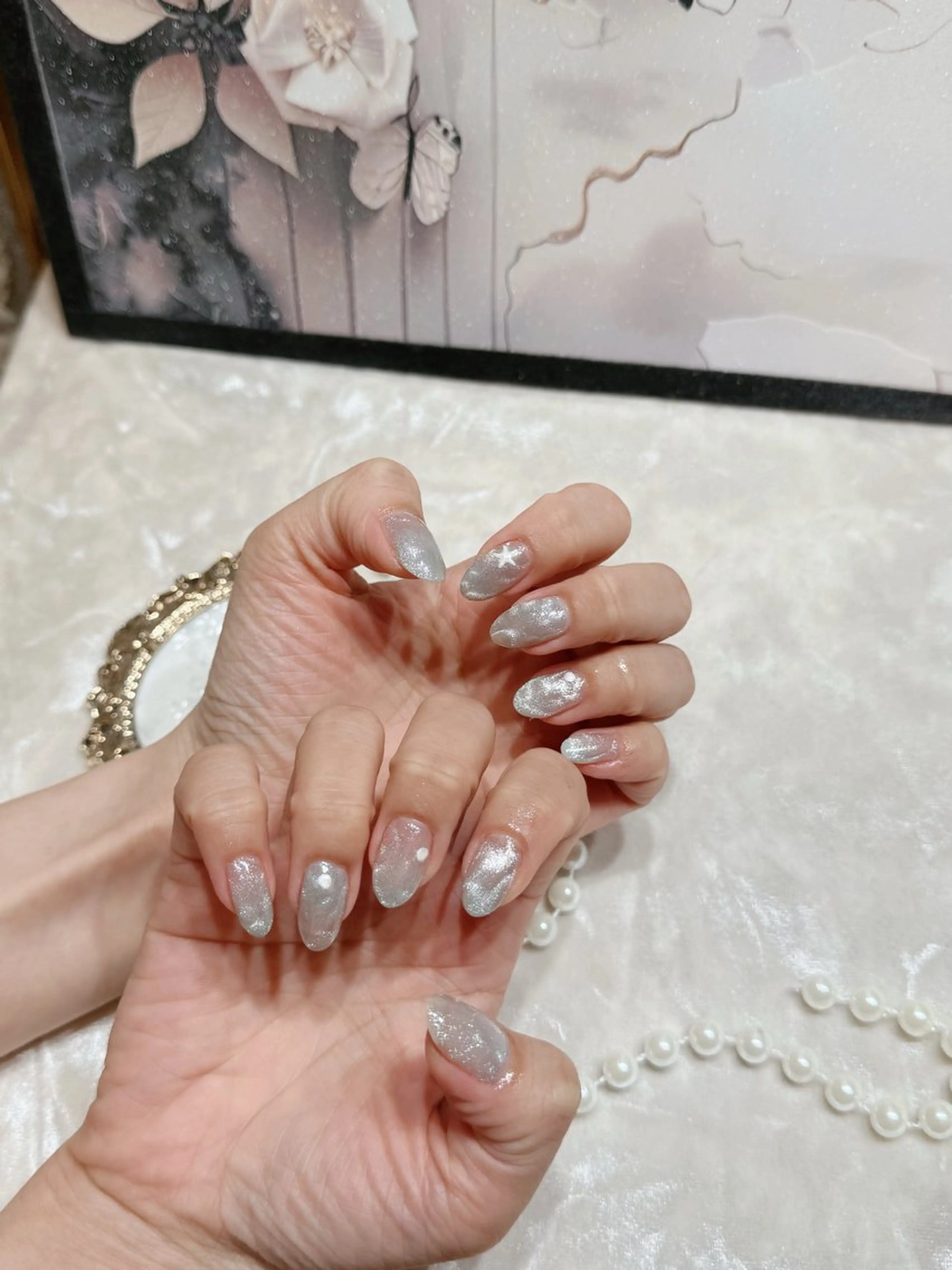 ネイル アートネイル フットネイル ジェルネイル ハート マグネットネイル Babarla Nailのネイルデザイン