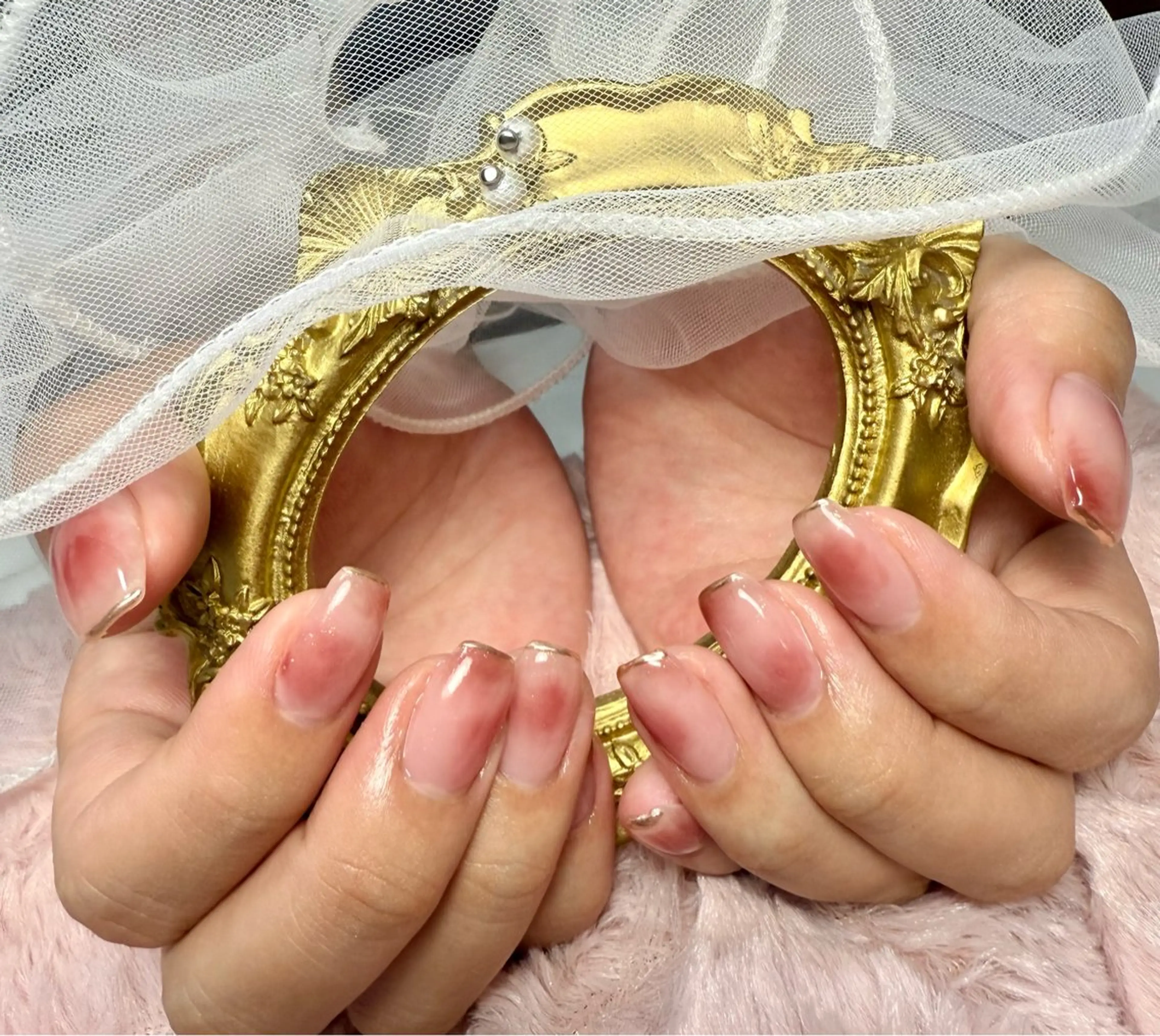 ネイル アートネイル チークネイル フレンチネイル ガラスフレンチ 氷ネイル・うるうるネイル M.N_ nailのネイルデザイン