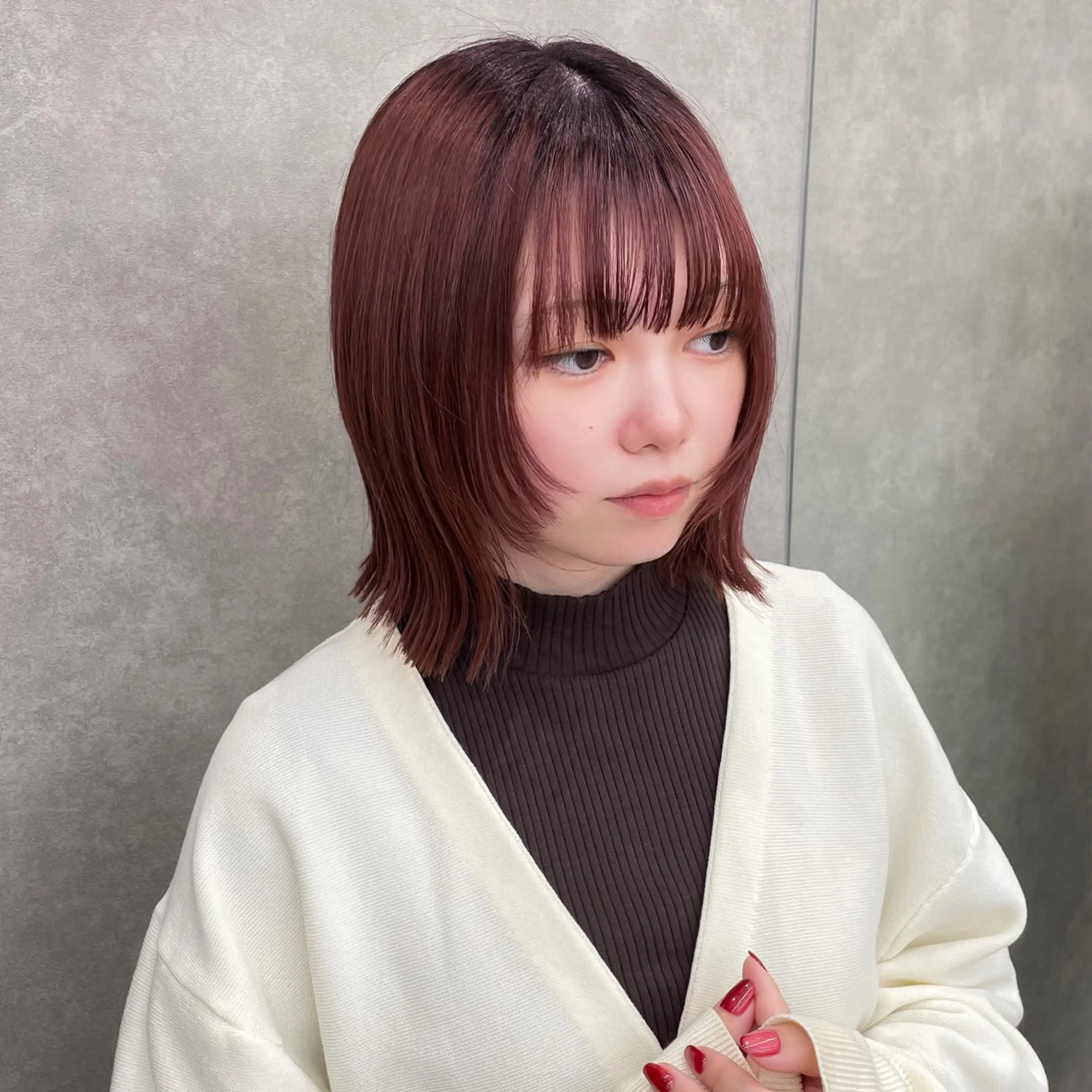 ミディアム カット ヘアカラー トリートメント 縮毛矯正/ストンボブ Wカラー💎ヒデジのヘアスタイル