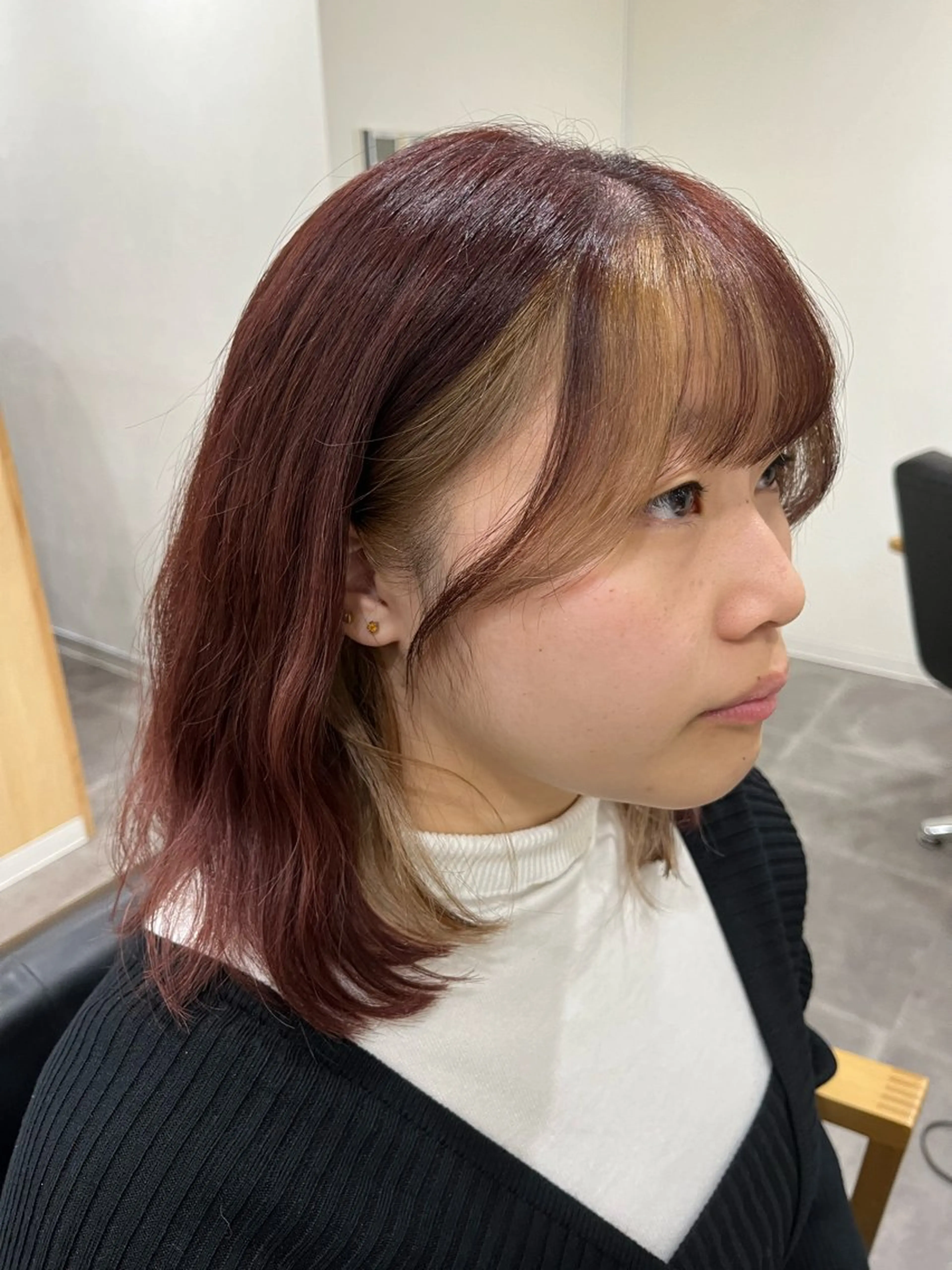 ミディアム カラー ミストバング  フェイスフレーミング ヘアカラー トリートメント (kakko) ayumiのヘアスタイル