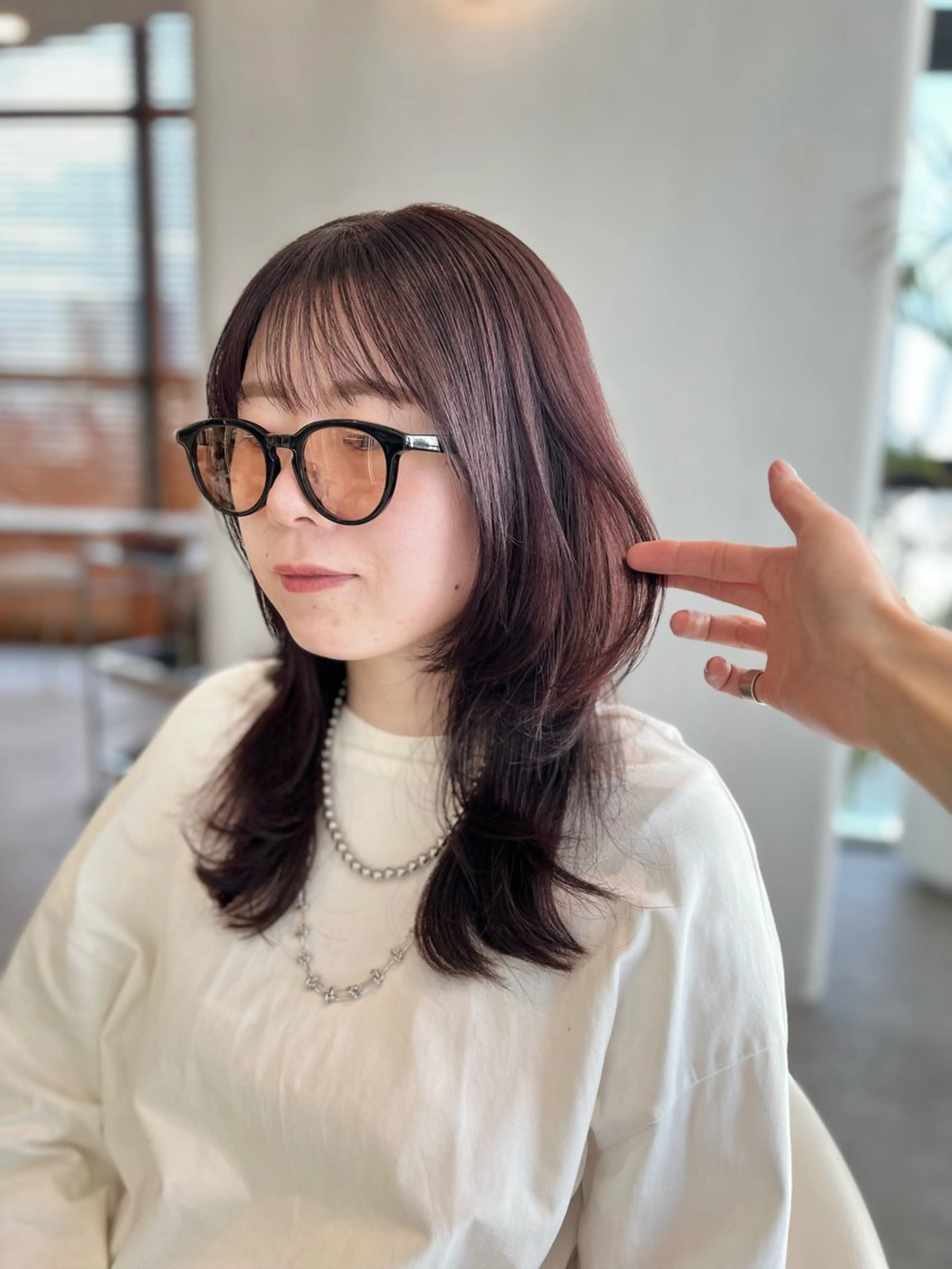 セミロング カラー ラベンダーカラー ラベンダーピンク ピンクカラー 韓国風ヘア レイヤーカット カット トリートメント ヘッドスパ ヘアセット 韓国レイヤー🇰🇷 韓国研修◎渋谷カイトのヘアスタイル