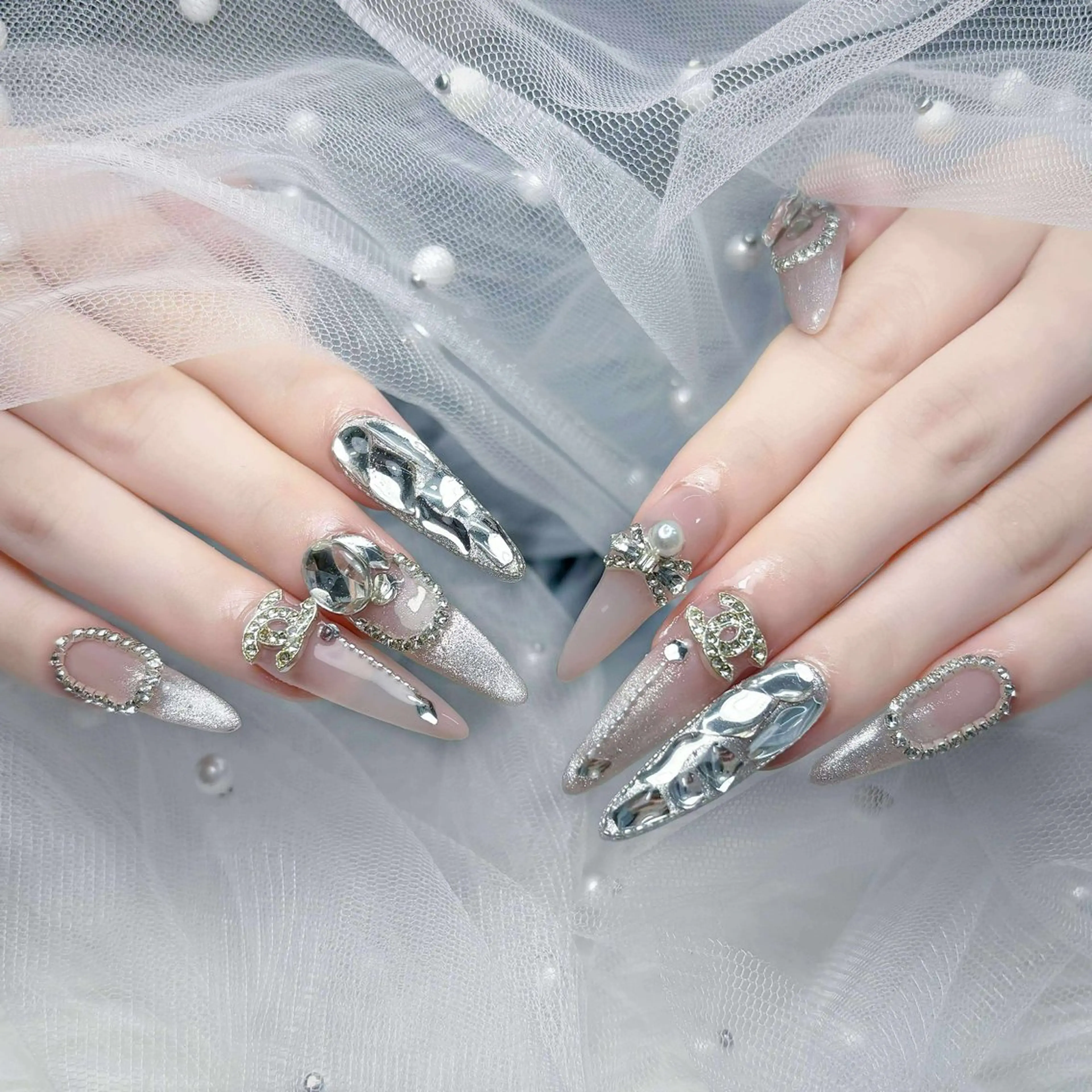 ネイル 韓国ネイル ロングネイル ニュアンスネイル ピンク スカルプネイル Nova Nail Salonのネイルデザイン