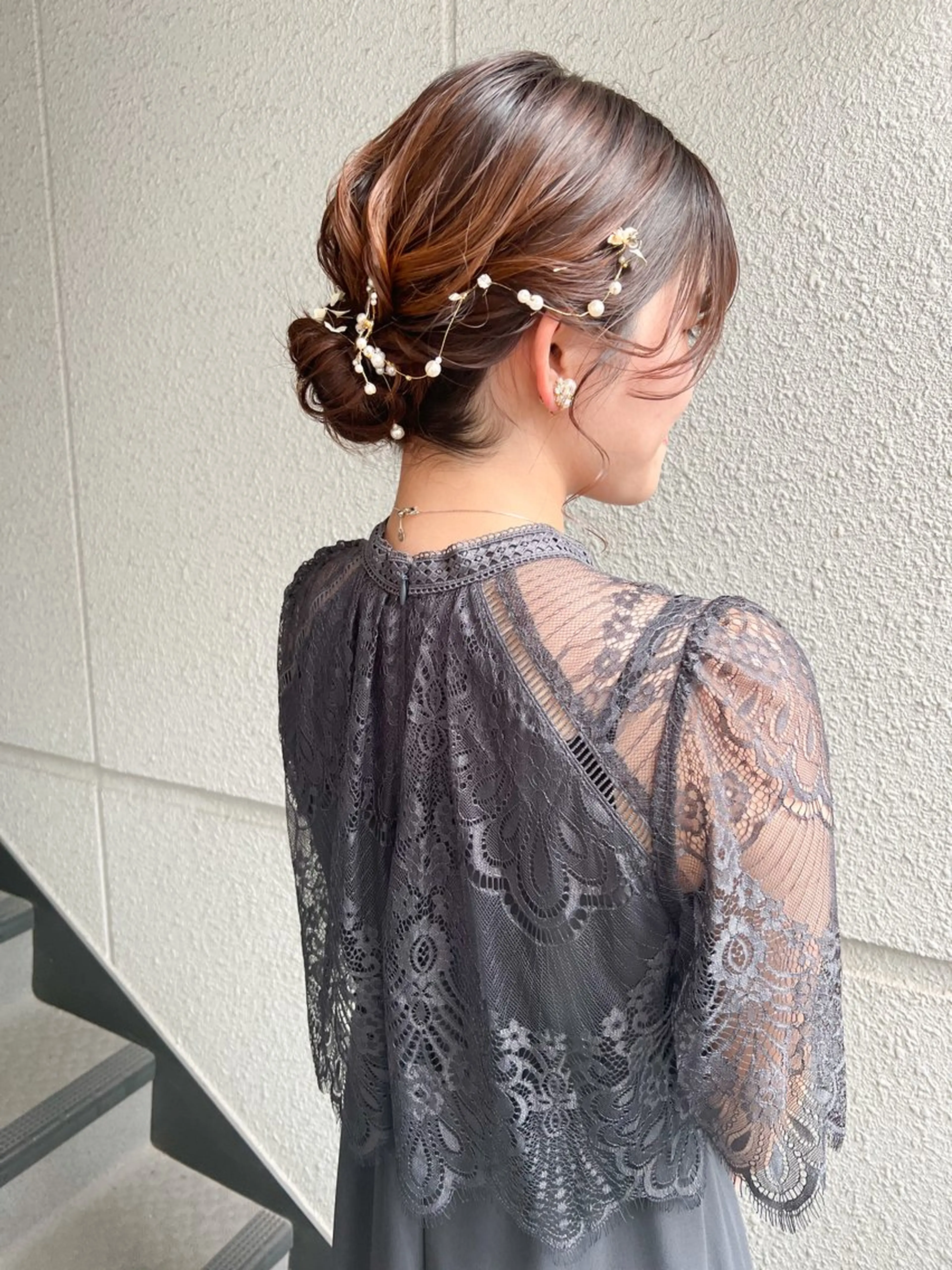 ミディアム ヘアアレンジ 結婚式・ブライダル ヘアセット カラーパティシエ facce🌼ikoのヘアスタイル