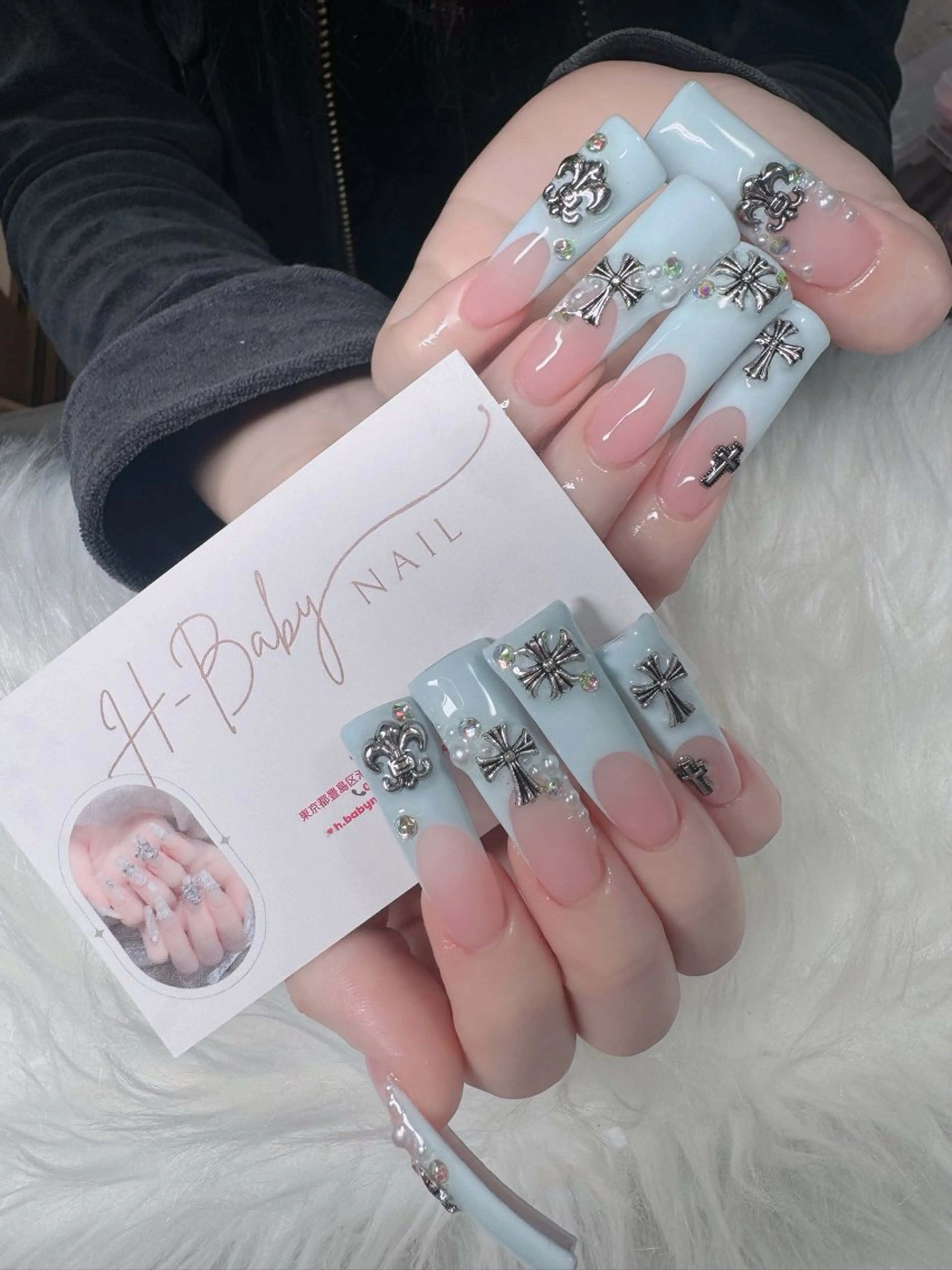 ネイル フレンチネイル ジェルネイル ガラスフレンチ ハロウィン ハート H.baby Nail Salonのネイルデザイン